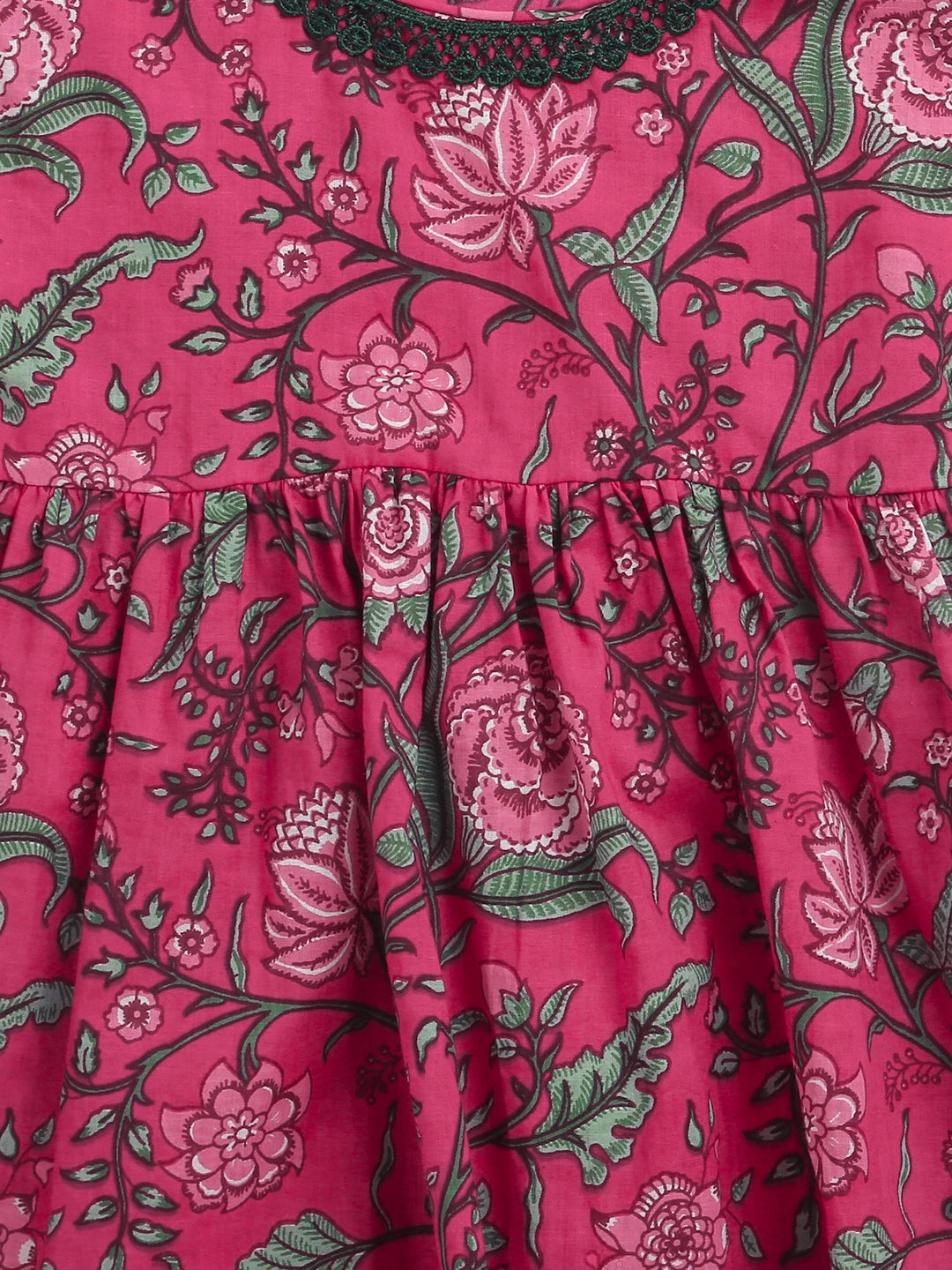 BownBee Pure Printed Cotton Puff Sleeve Summer Frock for Girls