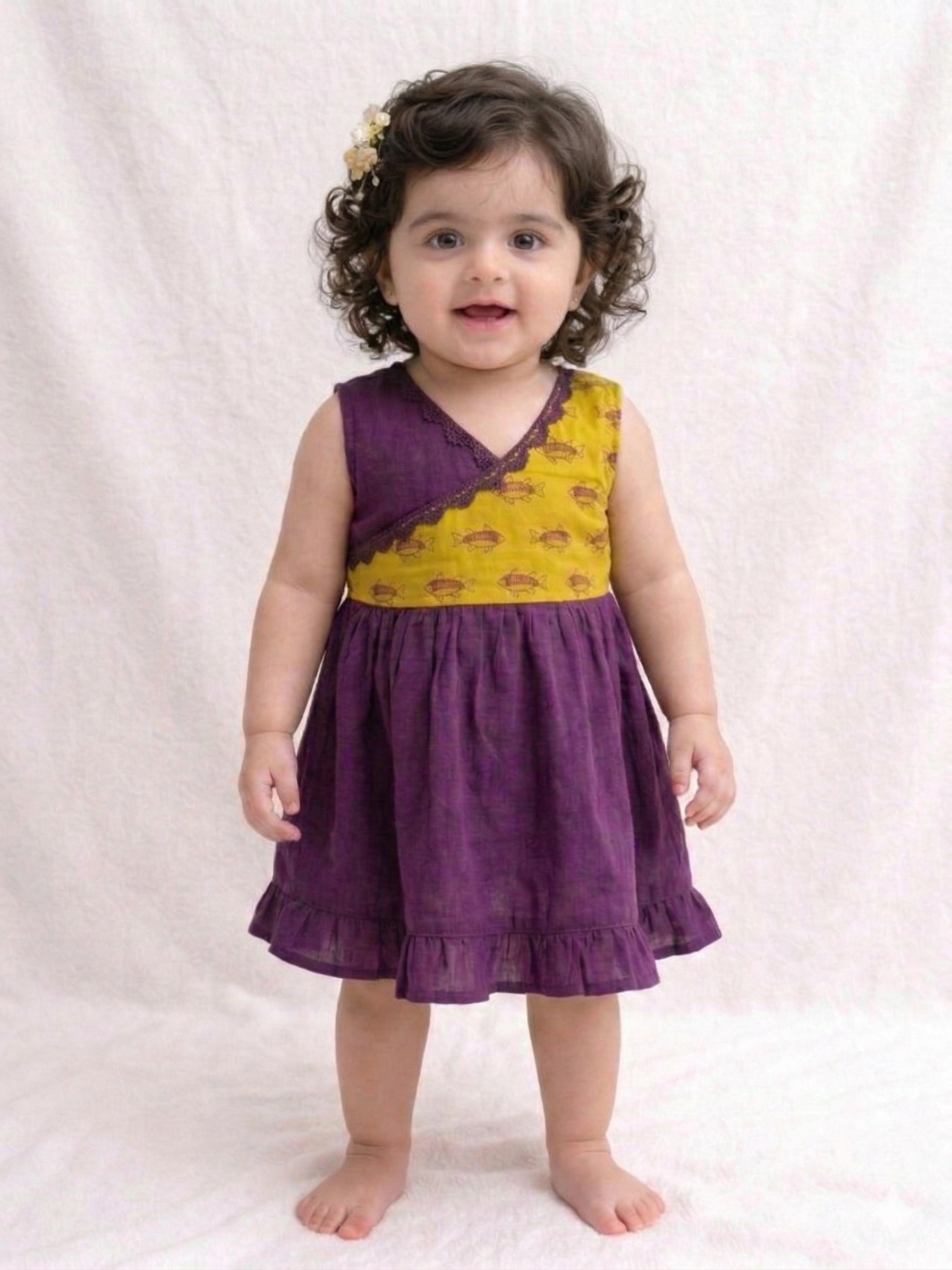 BownBee Pure Cotton Embroidered Summer Frock for Infants Girls