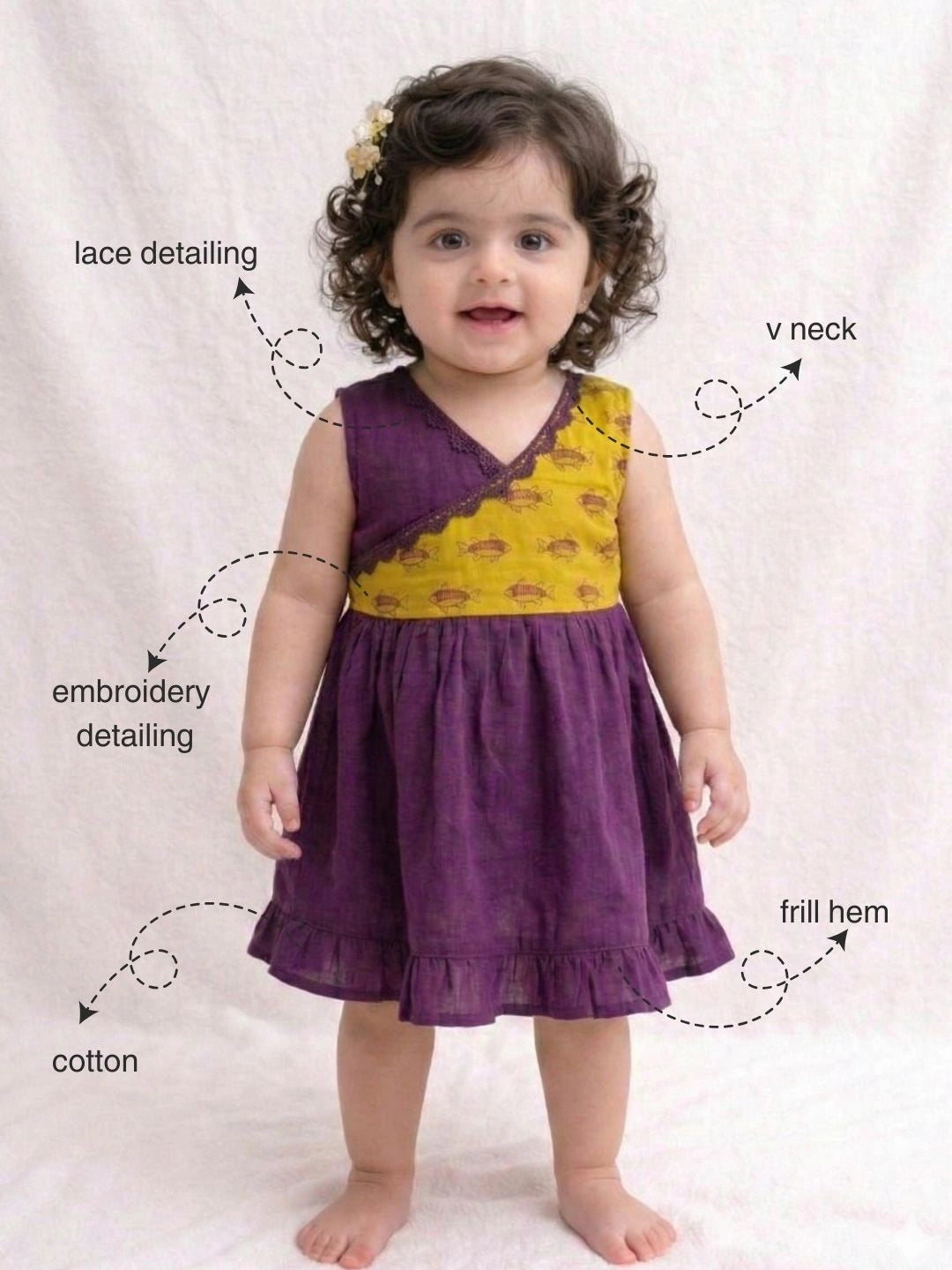 BownBee Pure Cotton Embroidered Summer Frock for Infants Girls