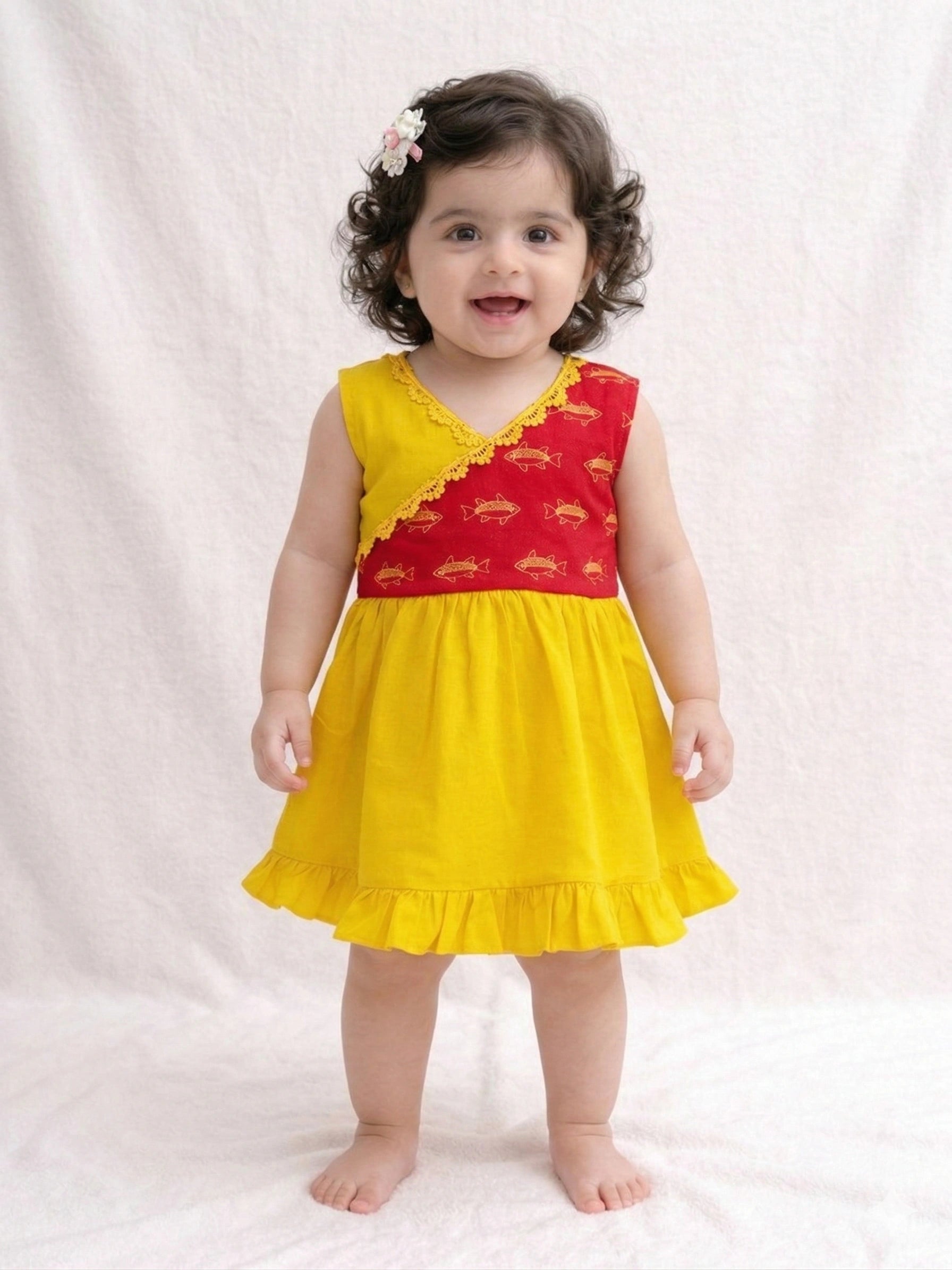 BownBee Pure Cotton Embroidered Summer Frock for Infants Girls