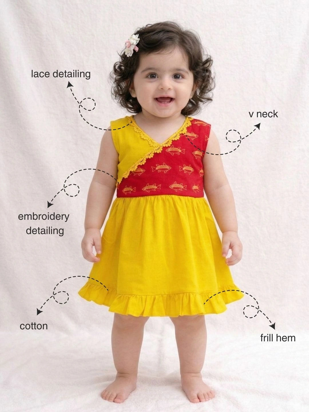 BownBee Pure Cotton Embroidered Summer Frock for Infants Girls