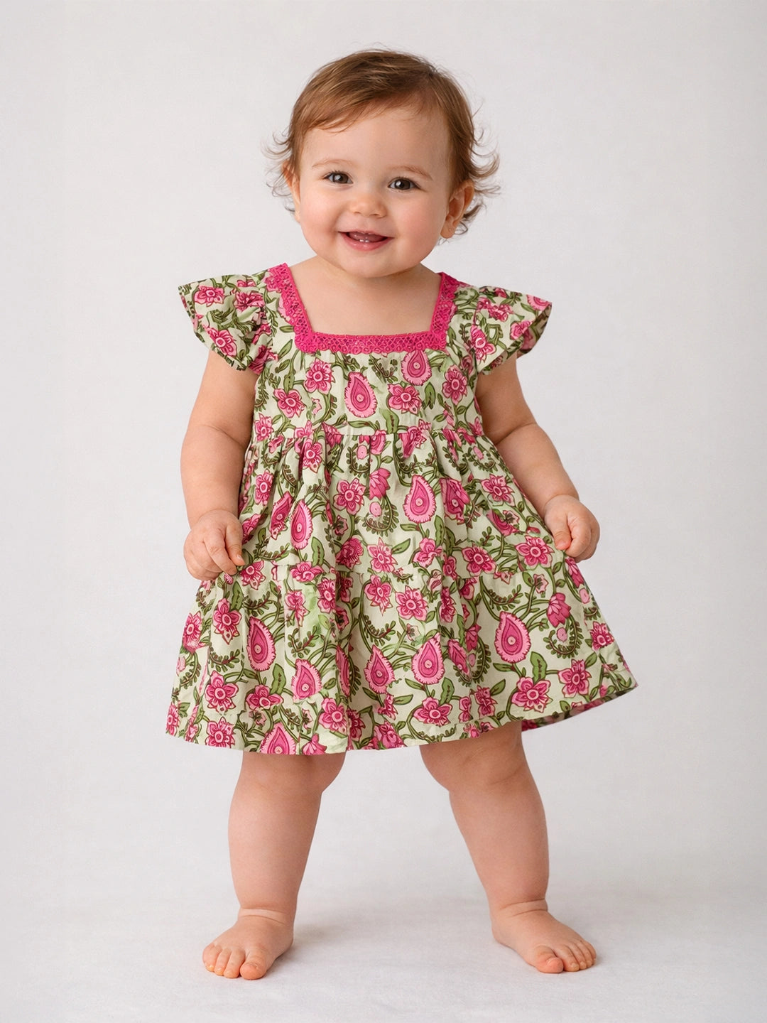 BownBee Printed Pure Cotton Summer Frock for Infants Girls