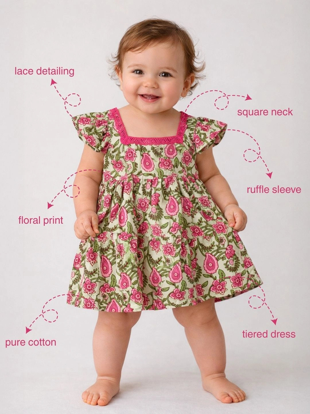 BownBee Printed Pure Cotton Summer Frock for Infants Girls