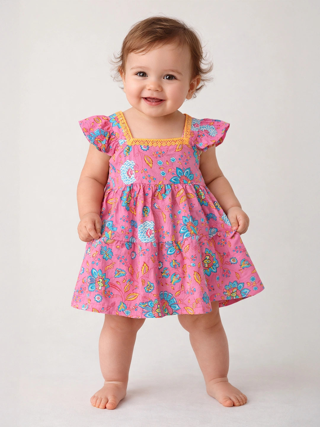 BownBee Printed Pure Cotton Summer Frock for Infants Girls