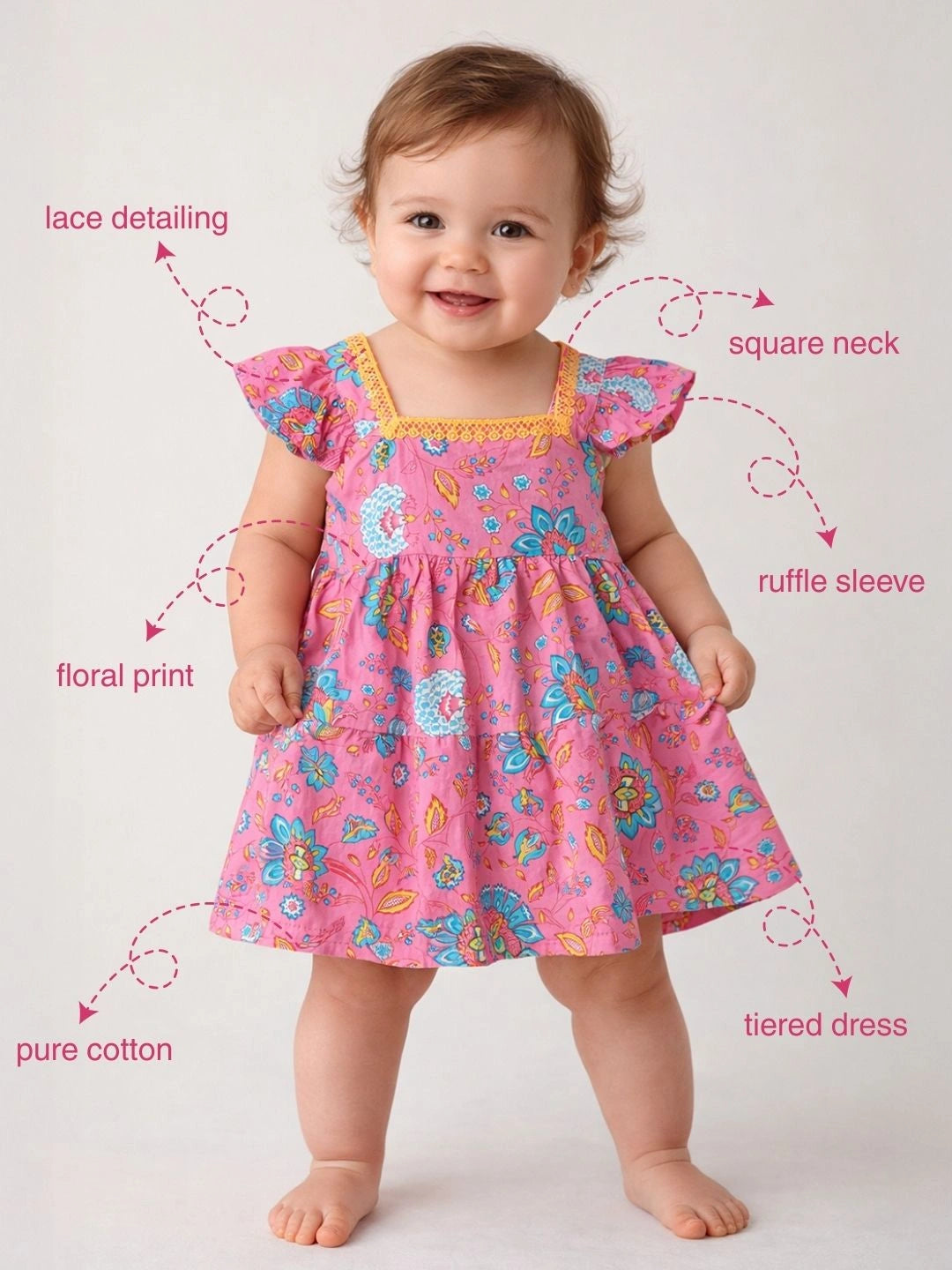 BownBee Printed Pure Cotton Summer Frock for Infants Girls
