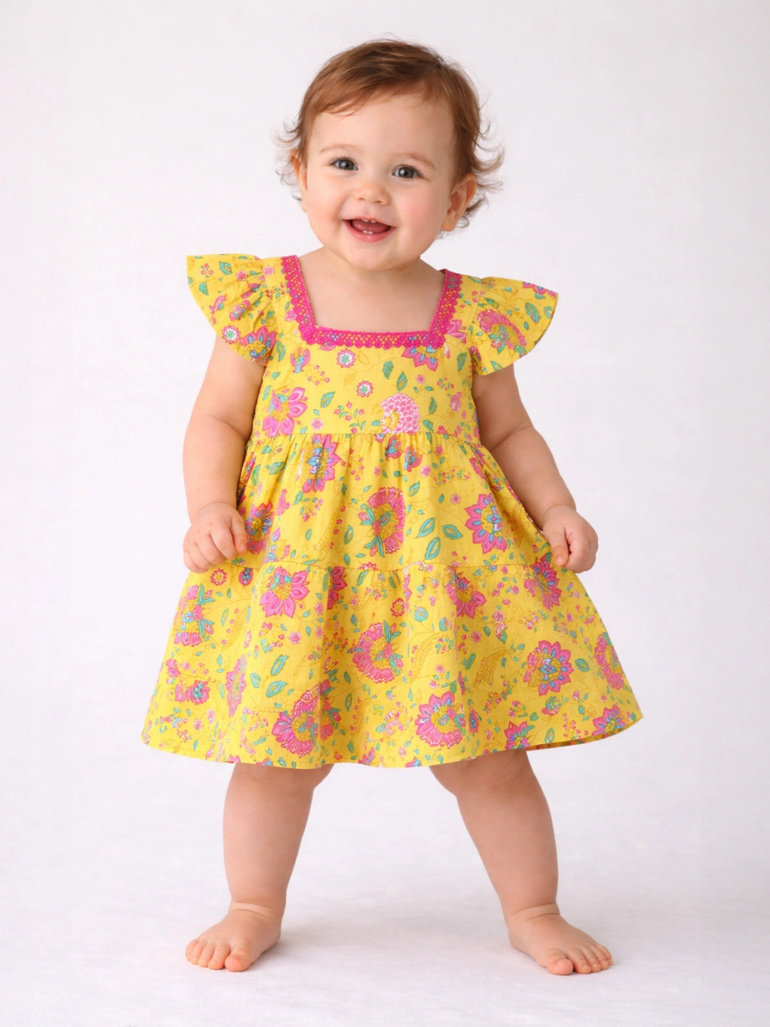 BownBee Printed Pure Cotton Summer Frock for Infants Girls