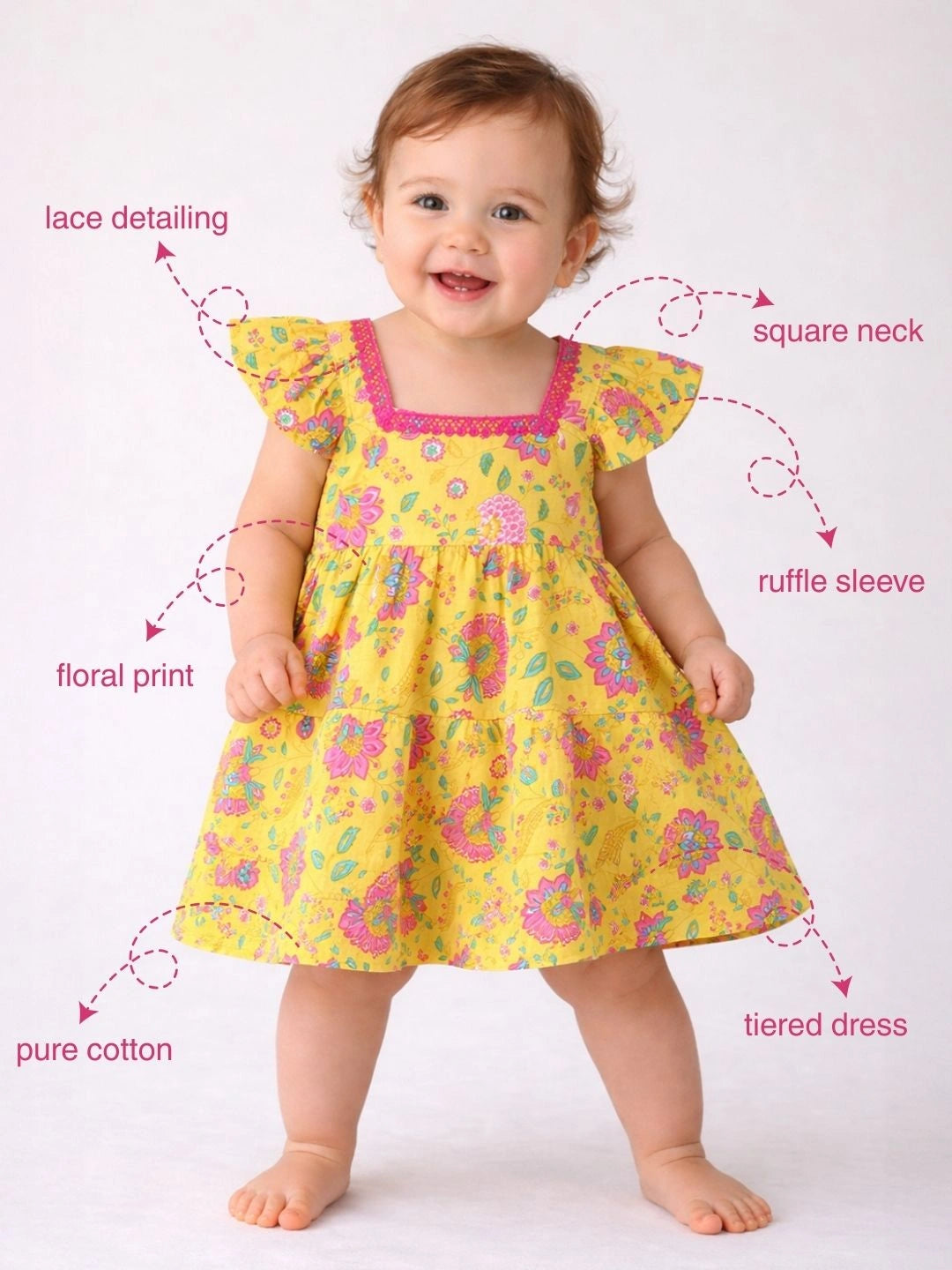 BownBee Printed Pure Cotton Summer Frock for Infants Girls