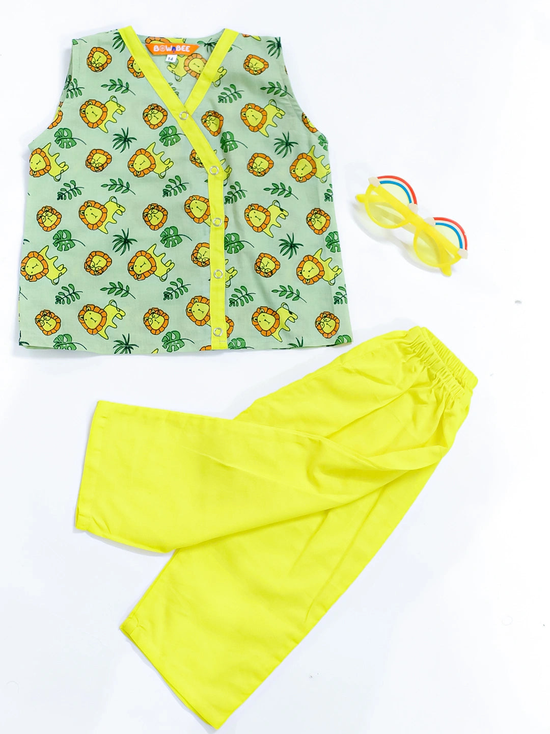 BownBee Pure Cotton Lion Print Kurta Pajama Set for Baby Boy