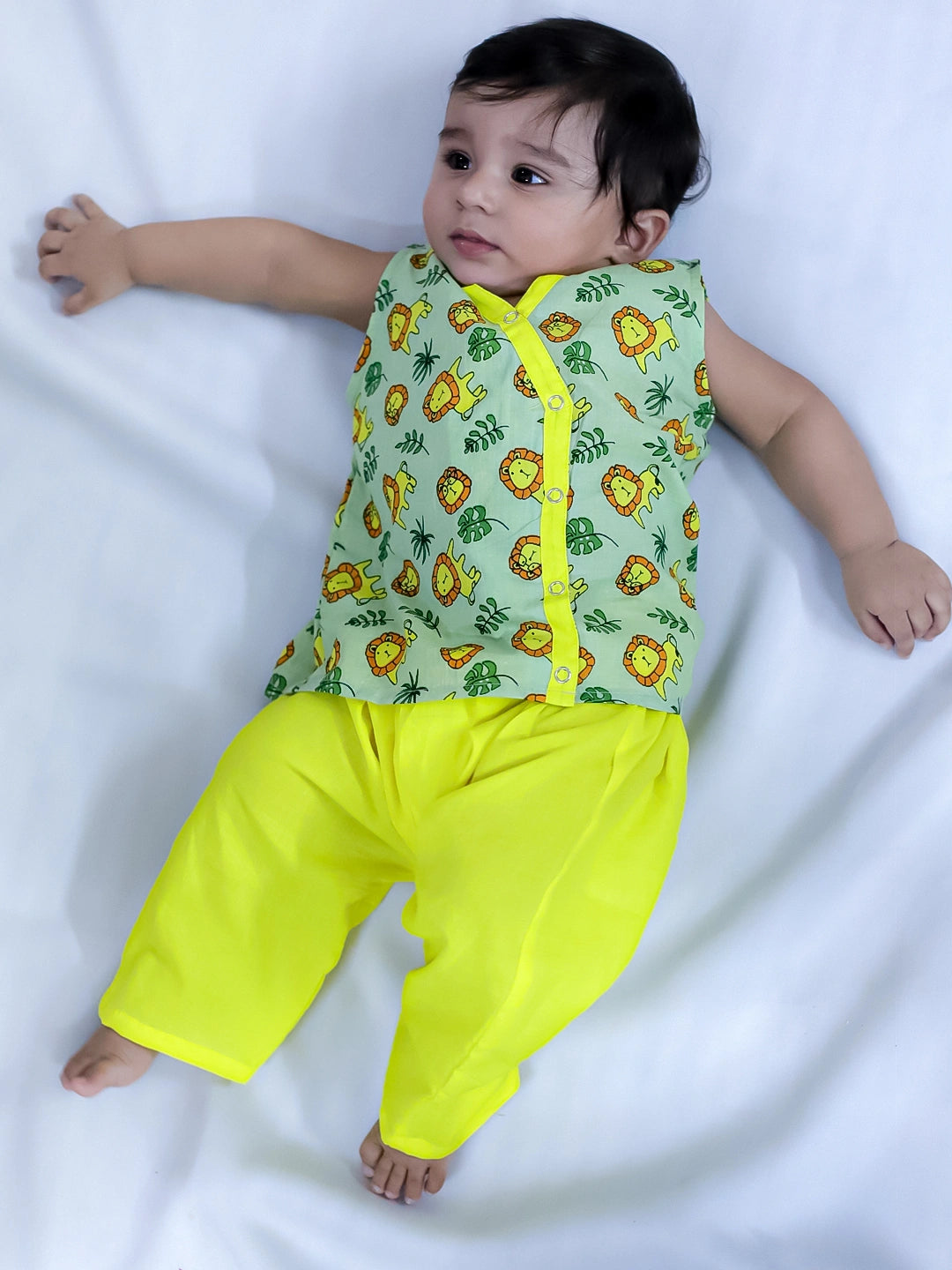 BownBee Pure Cotton Lion Print Kurta Pajama Set for Baby Boy