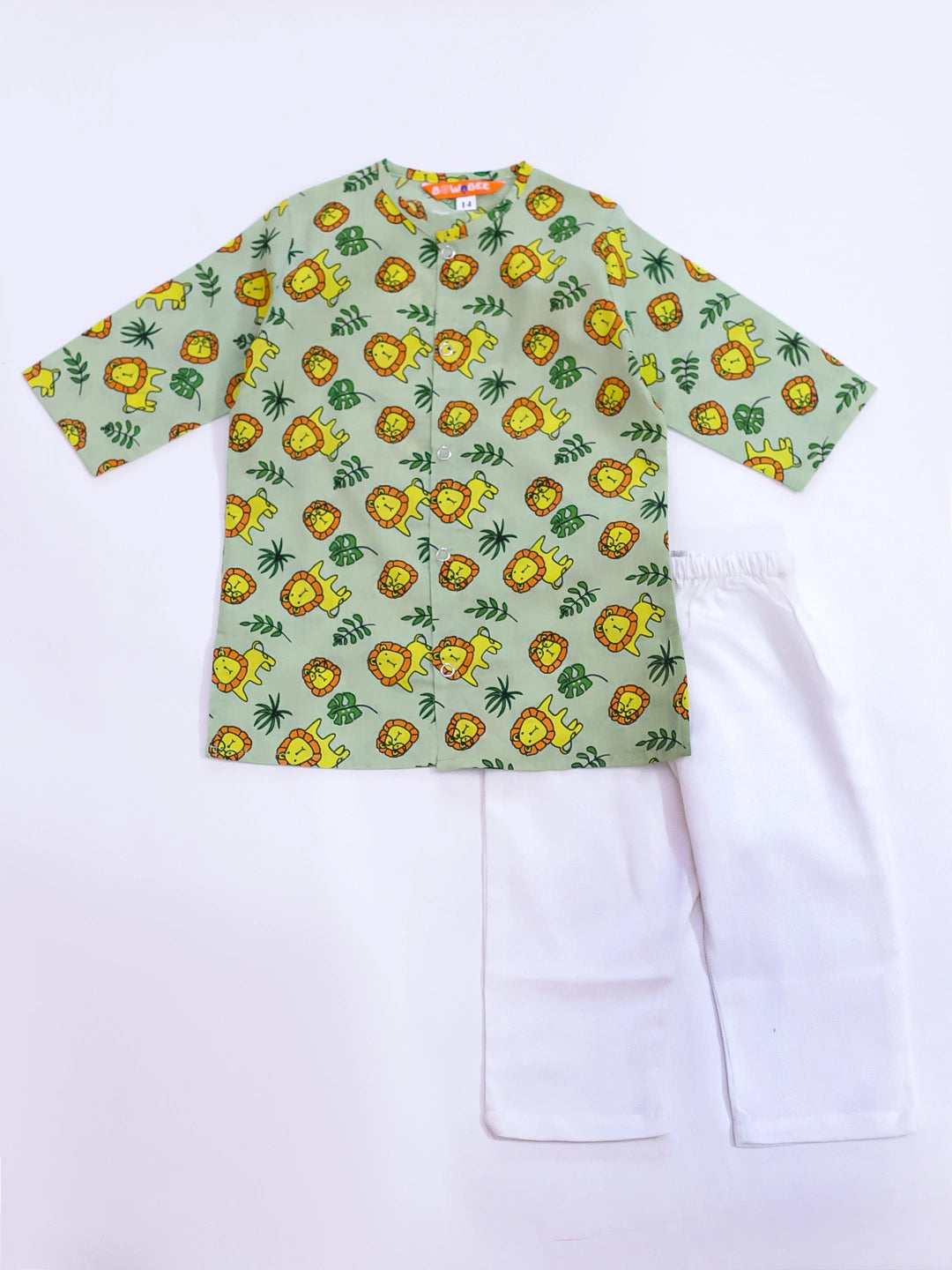 BownBee Pure Cotton Lion Print Kurta Pajama Set for Baby Boy
