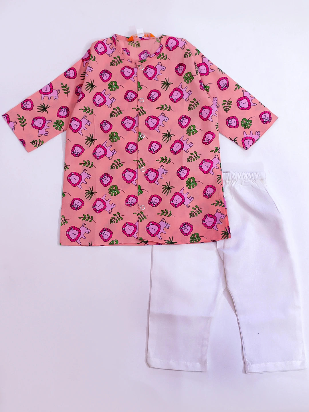 BownBee Pure Cotton Lion Print Kurta Pajama Set for Baby Boy