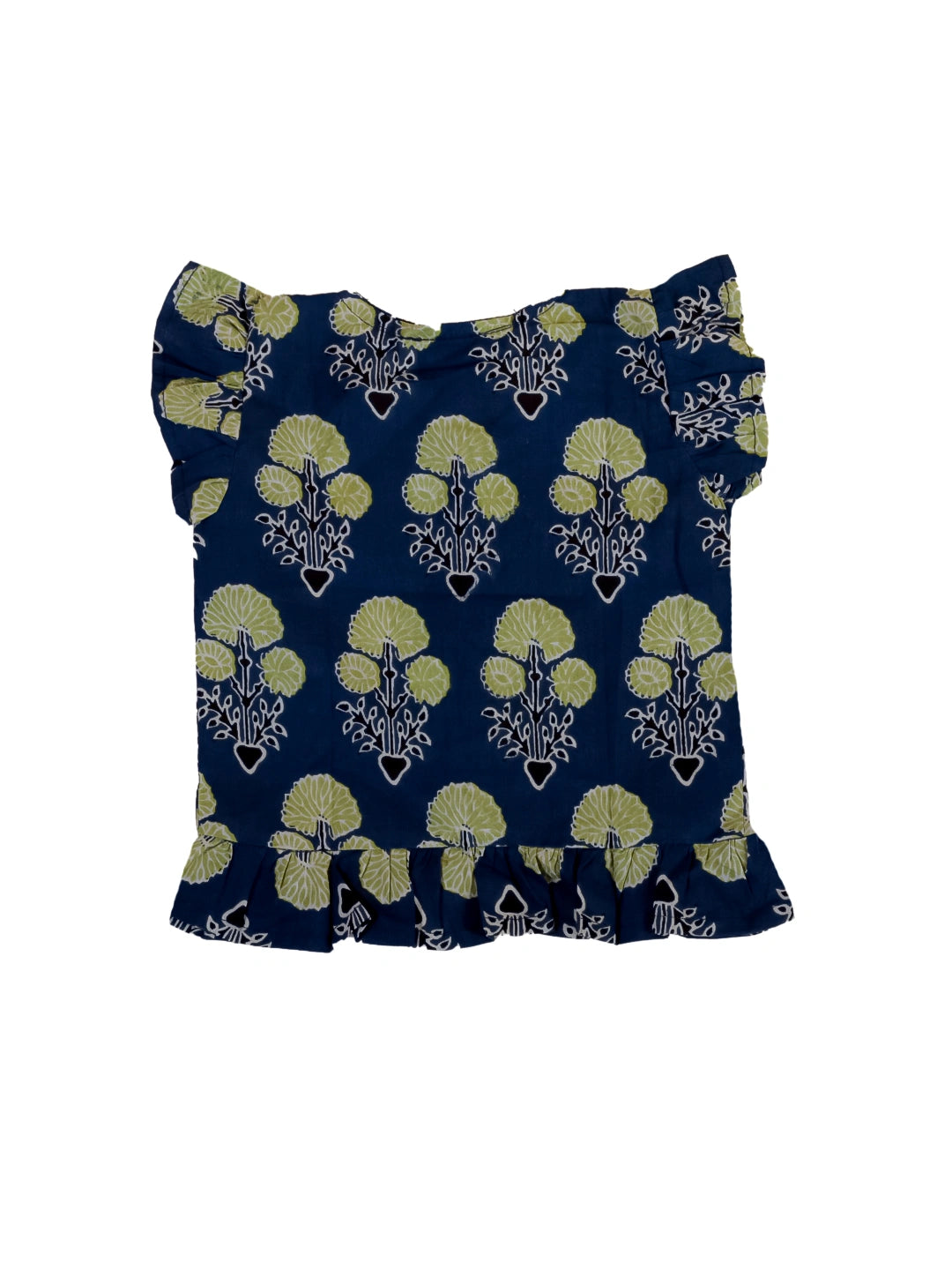 BownBee Cotton Front Open Frill Jhabla For Girls