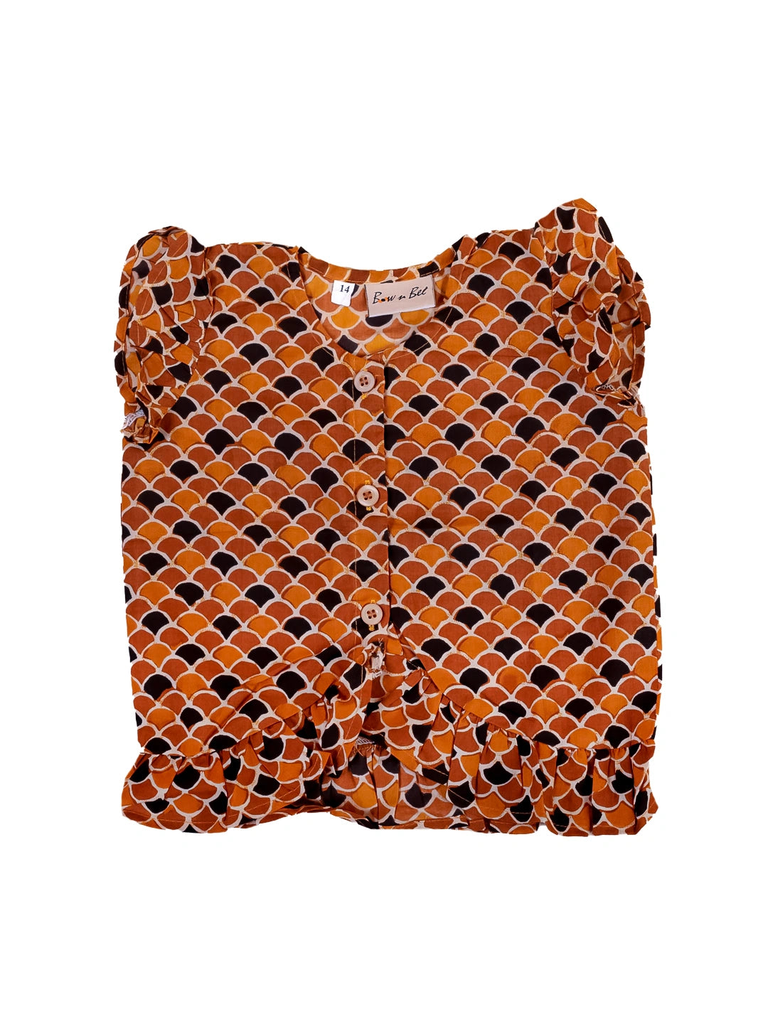 BownBee Cotton Front Open Frill Jhabla For Girls