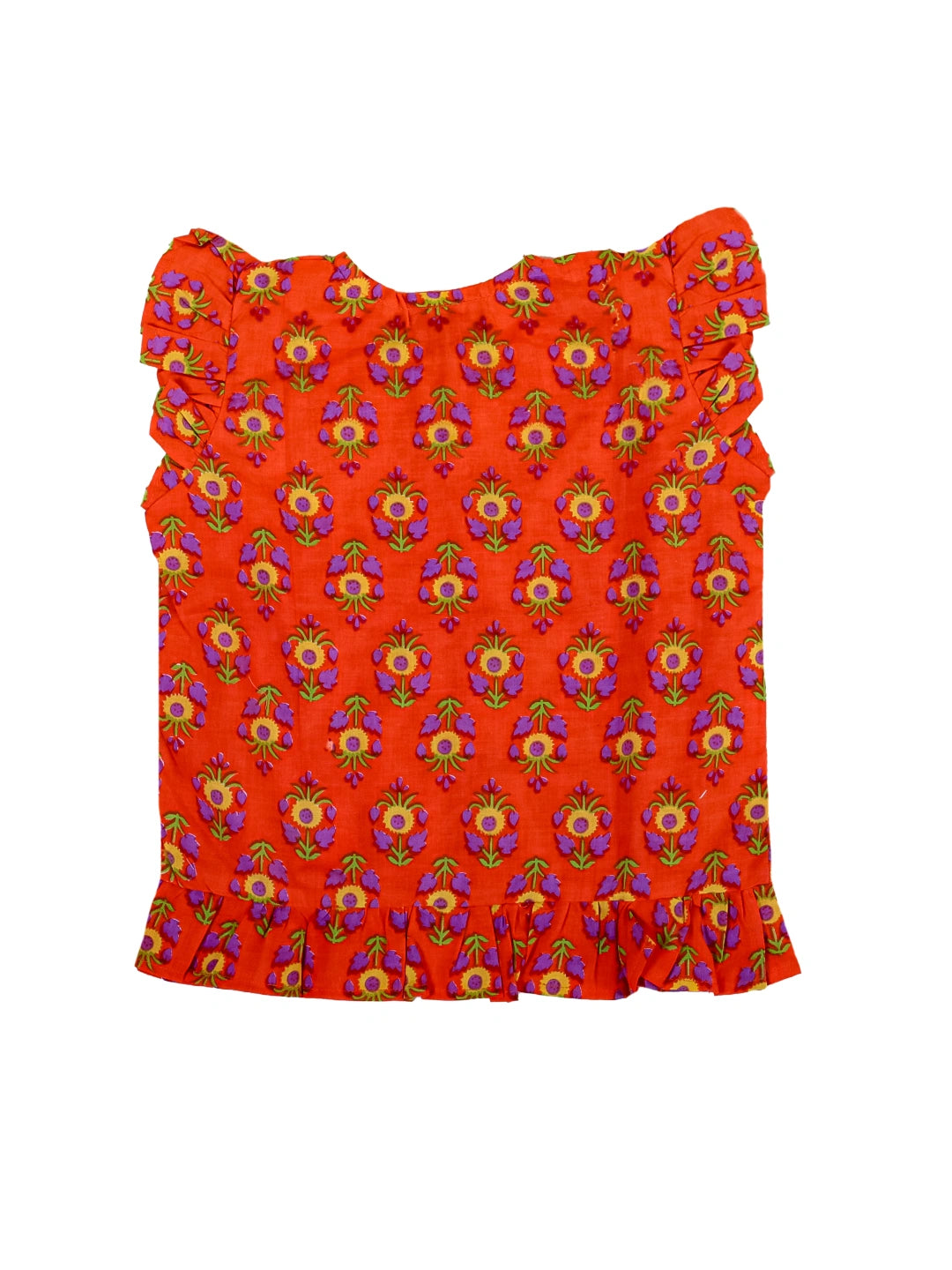 BownBee Cotton Front Open Frill Jhabla For Girls
