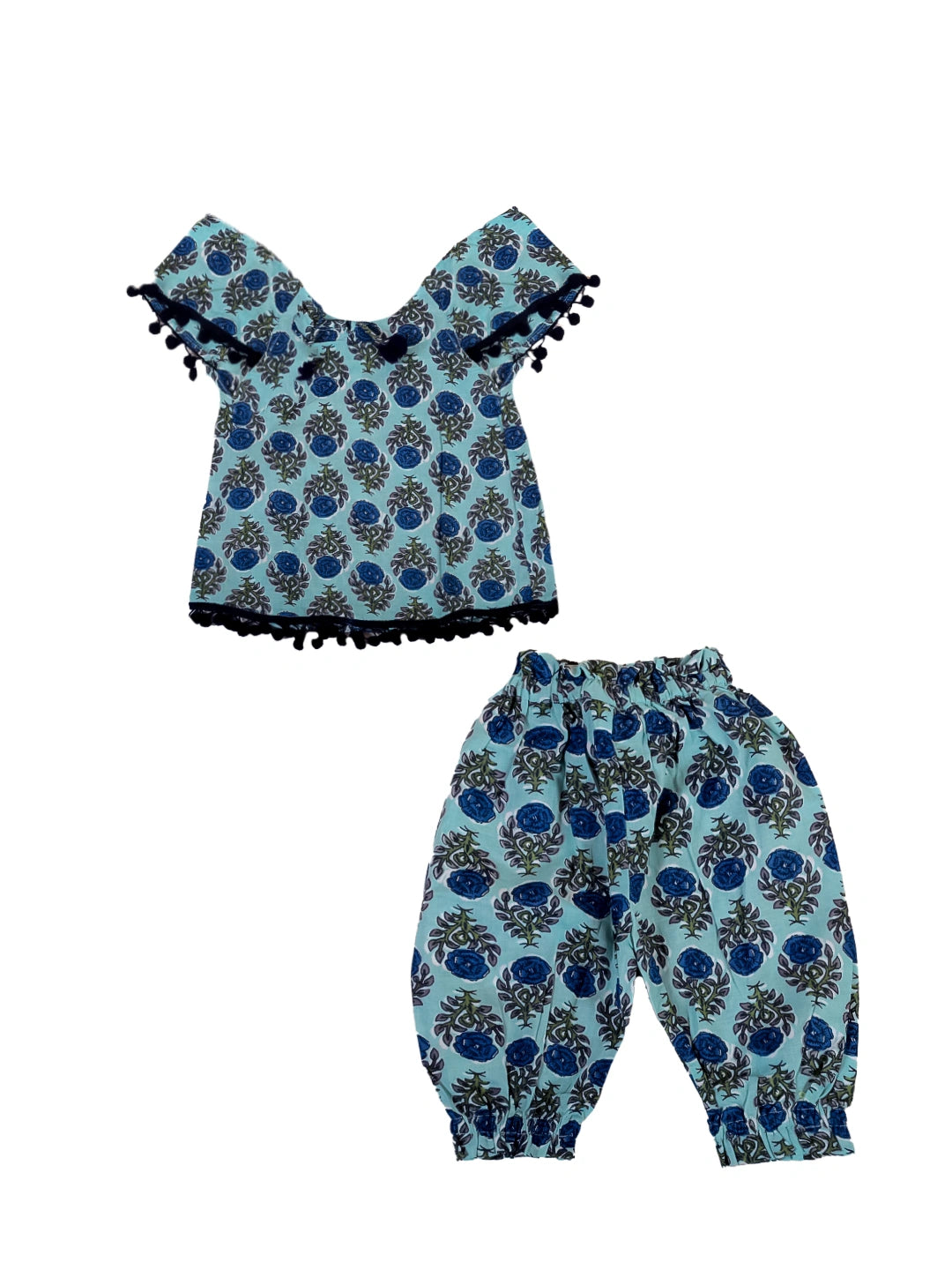 BownBee Pure Cotton Top with Harem Pant Set for Baby Girls