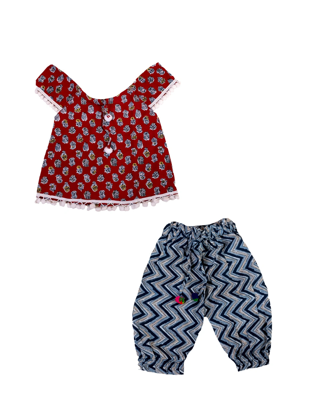 BownBee Pure Cotton Top with Harem Pant Set for Baby Girls