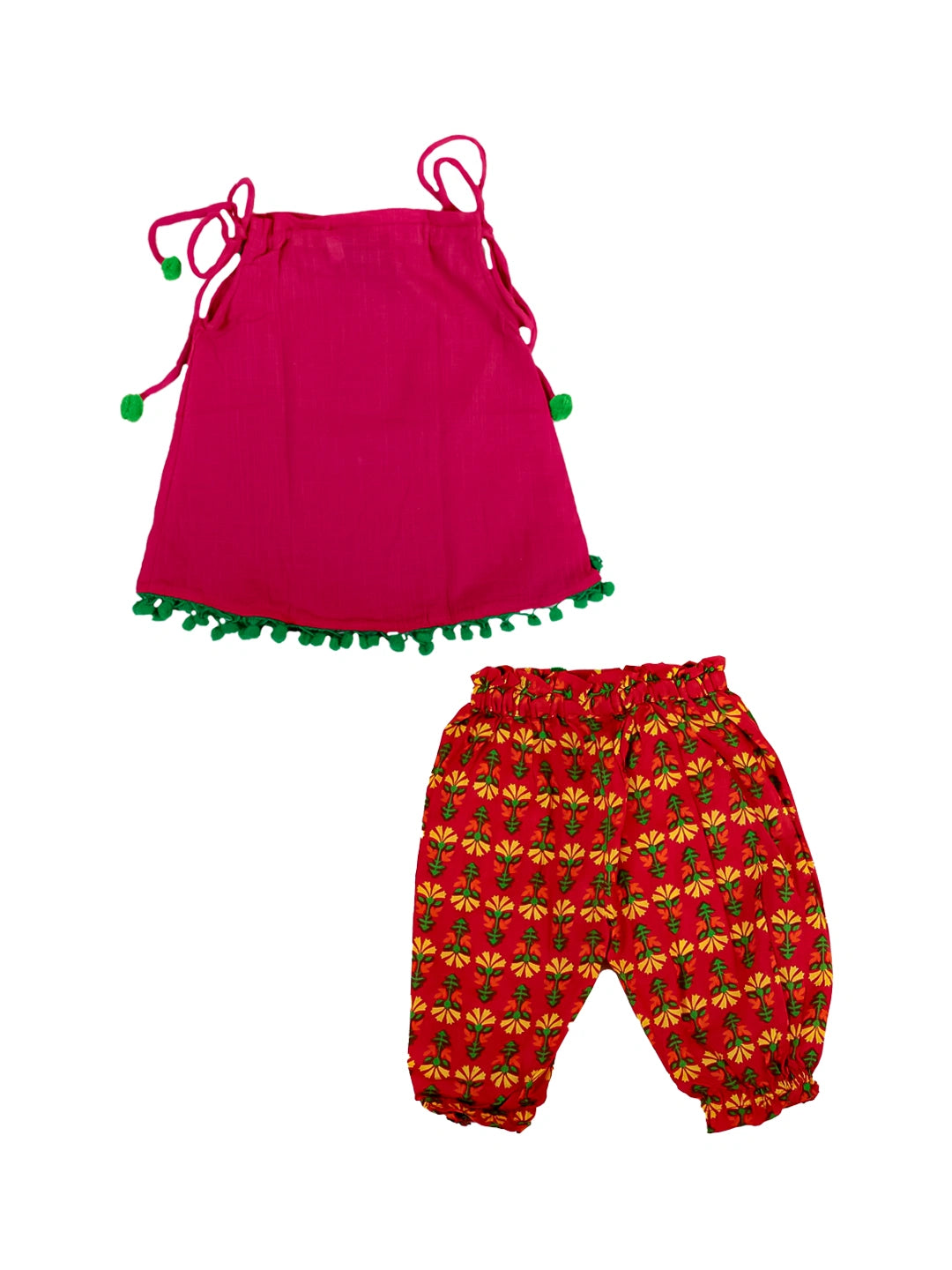 BownBee Pure Cotton Top with Harem Pant Set for Baby Girls