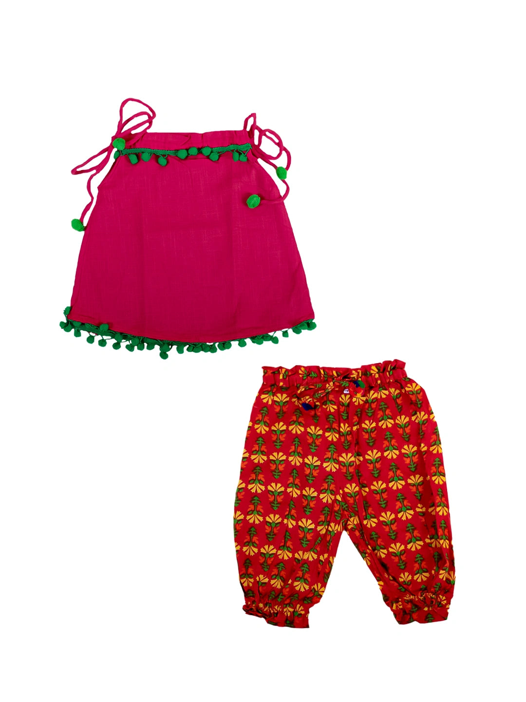 BownBee Pure Cotton Top with Harem Pant Set for Baby Girls