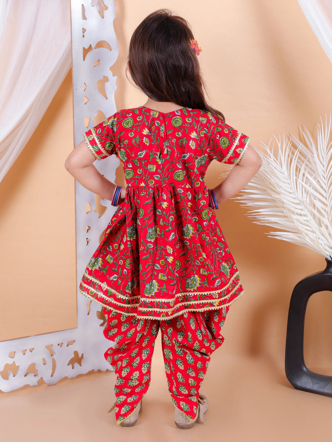 BownBee Sibling Set Pure Cotton Printed Kurta Dhoti with Pure Cotton Patch Top Dhoti