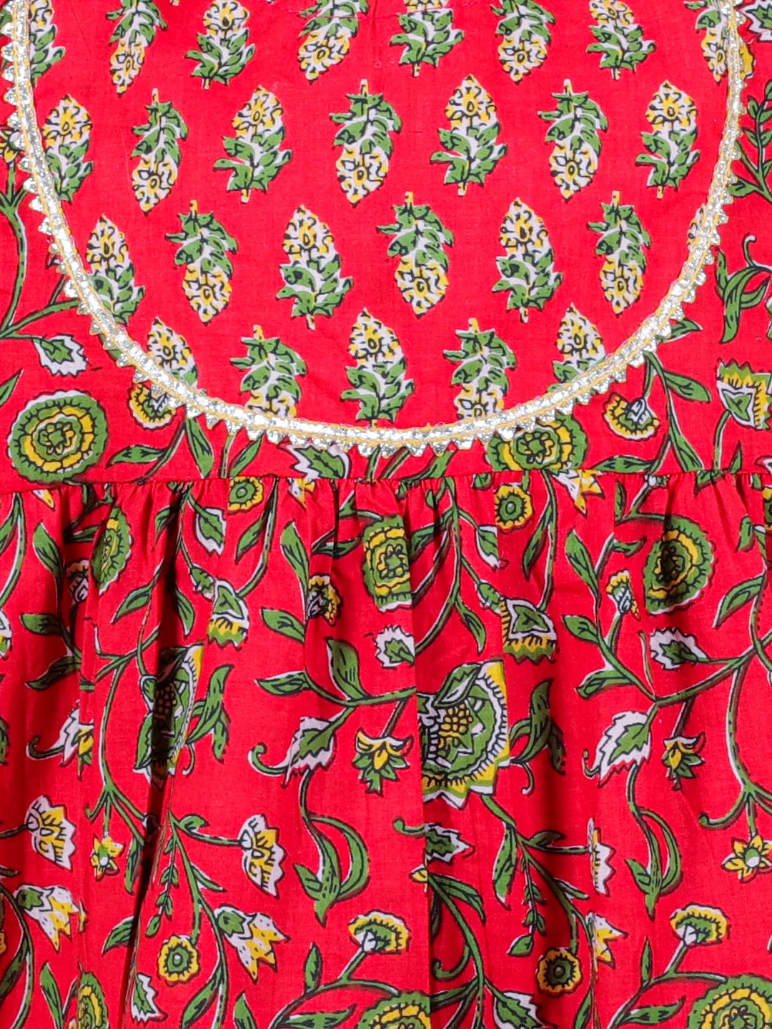 BownBee Girls Pure Cotton Floral Printed Top with Dhoti for Girls
