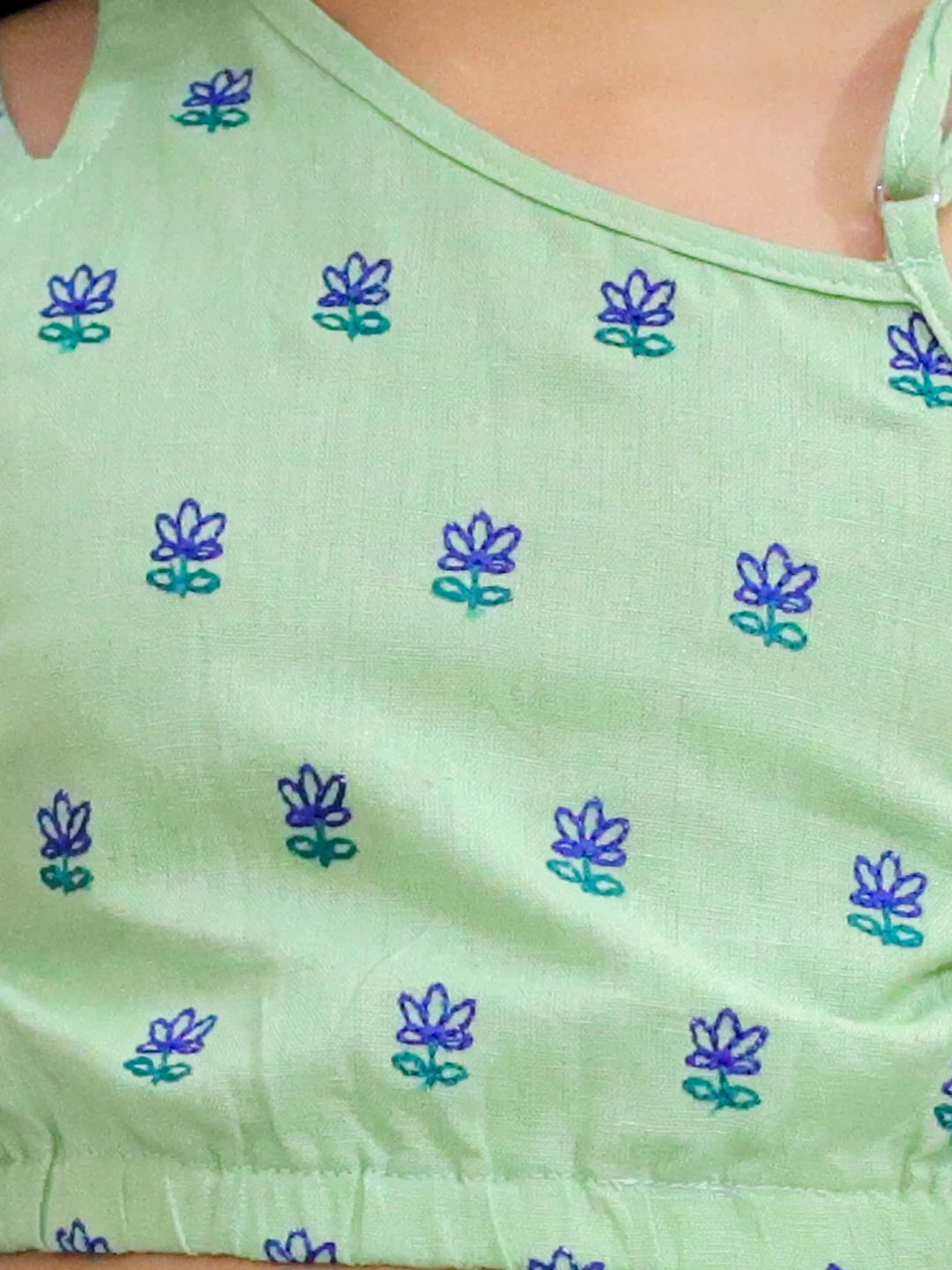 BownBee Girls Cotton Embroidered Top with Palazzo Pants Co Ords