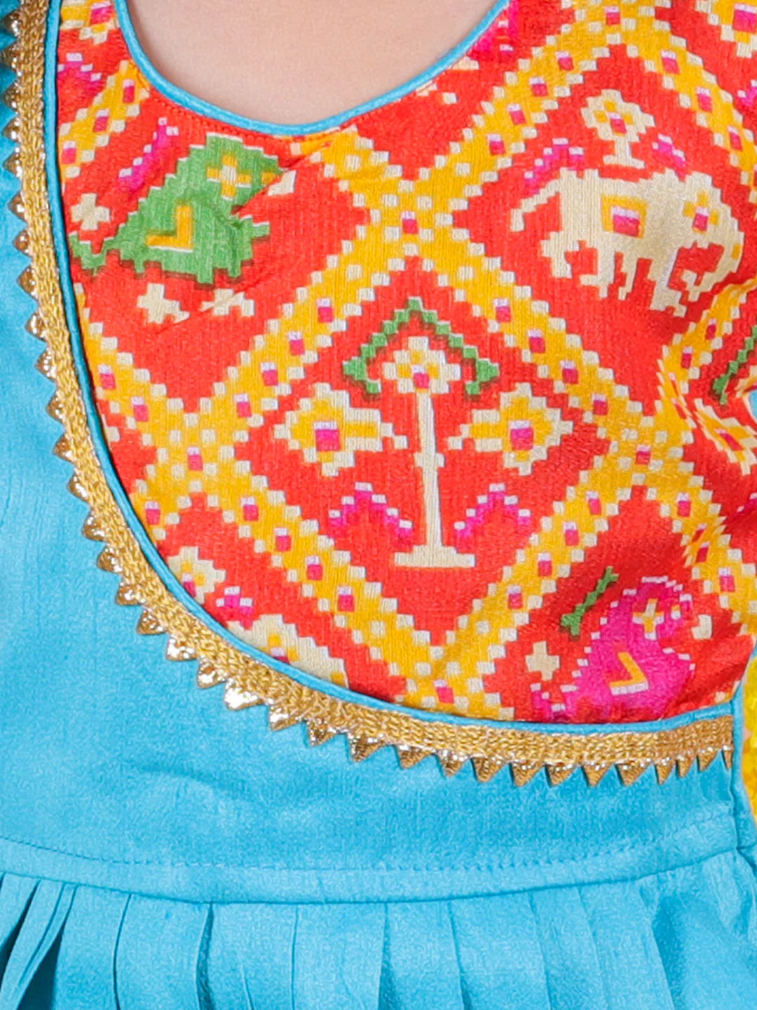 BownBee Gils Ethnic Patan Patola Patch Top with Printed Dhoti Indo Western