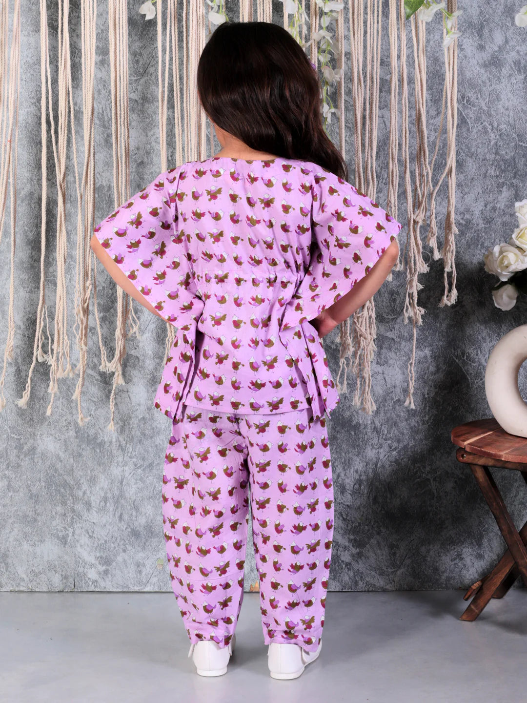 BownBee Pure Cotton Printed Kaftan with Pant and Headband Set