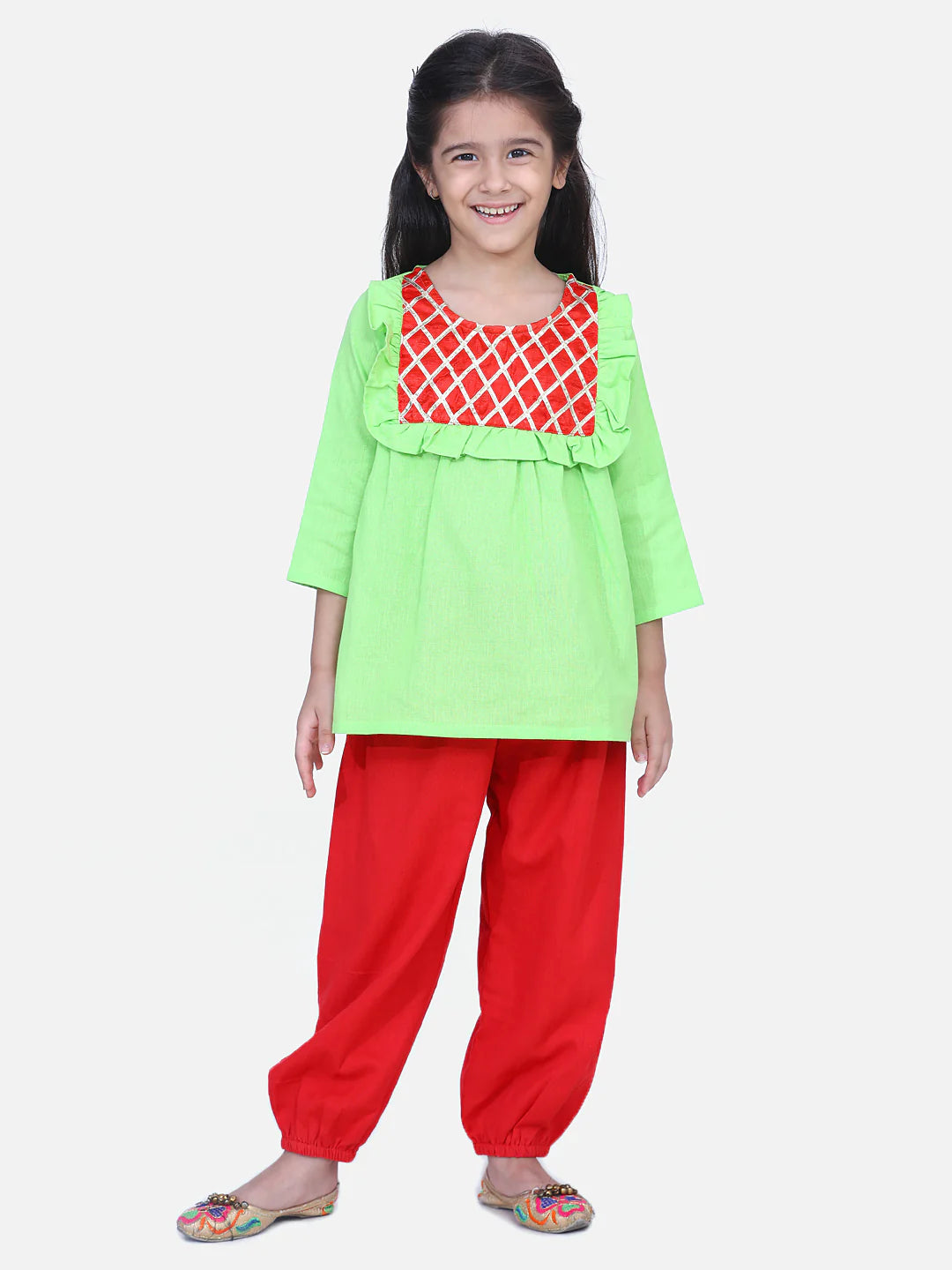 BownBee Girls Cotton Full Sleeve Top with Harem