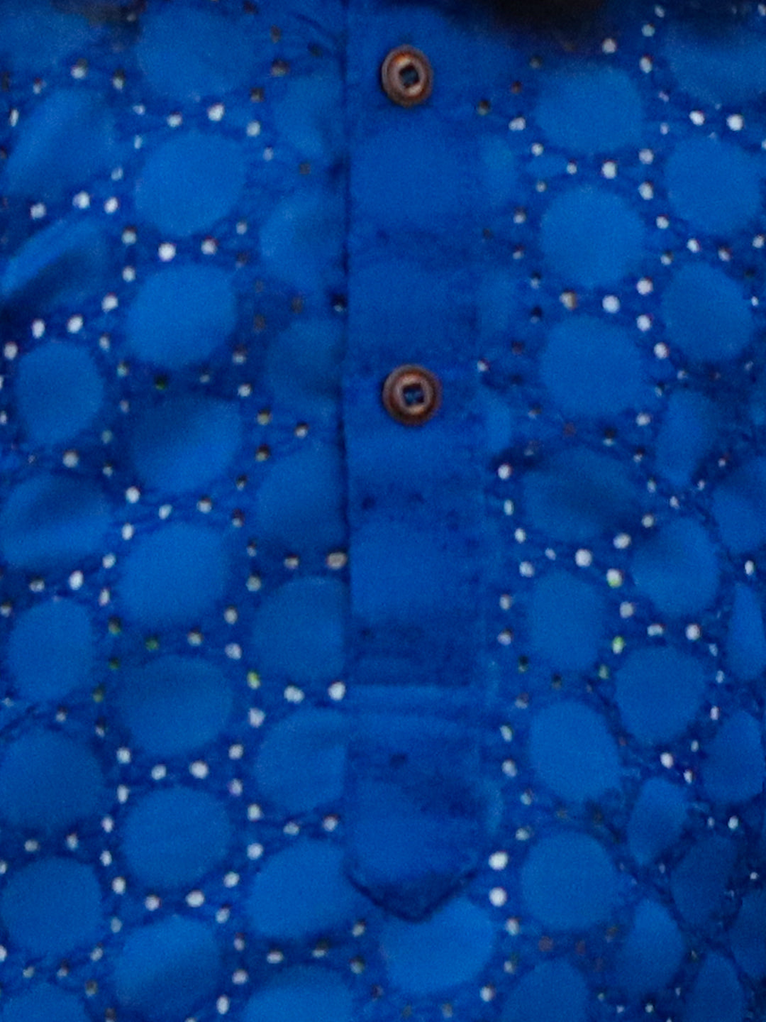 BownBee Chikan Full Sleeve Cotton Kurta with Pajama for Boys- Blue