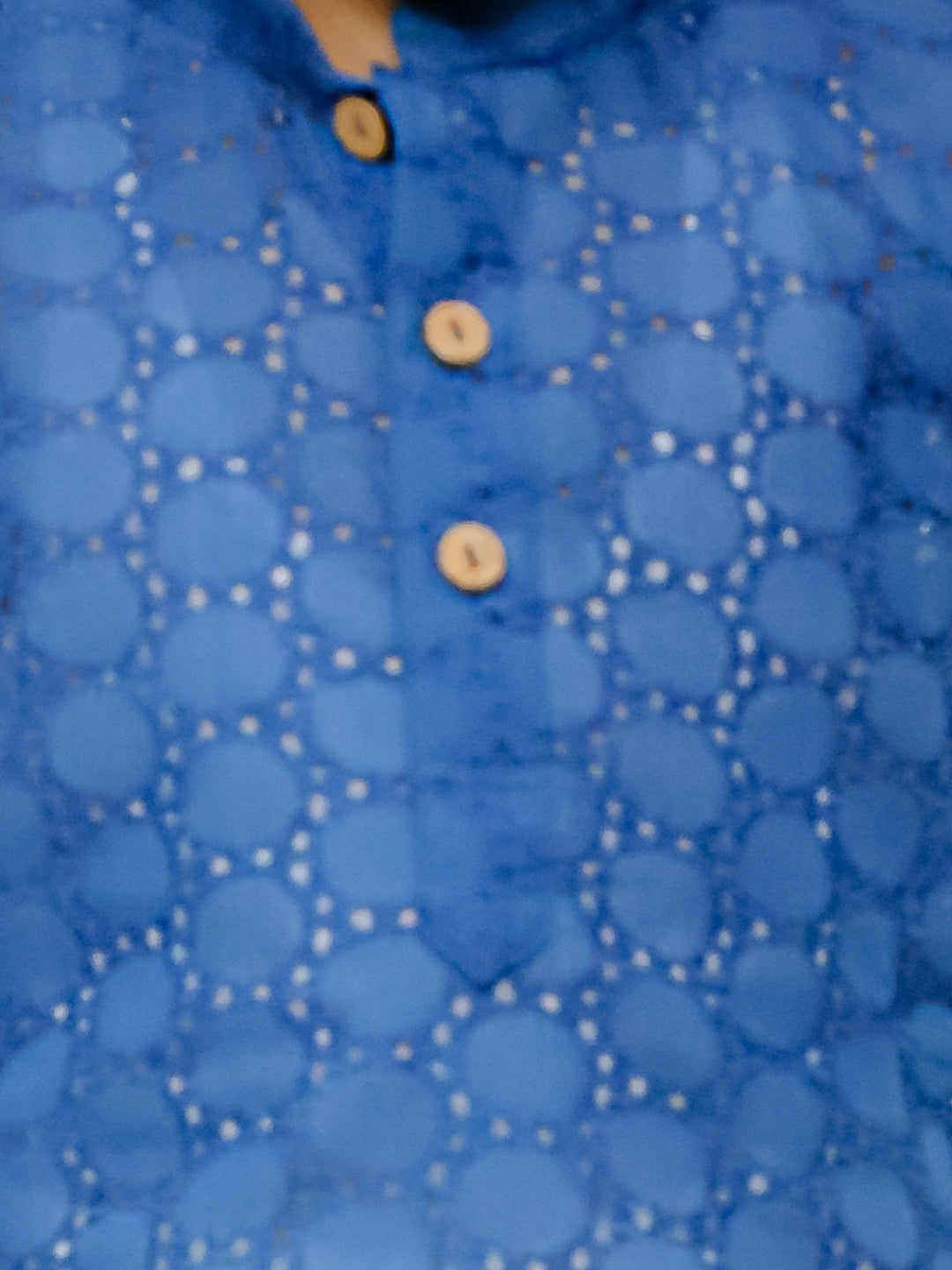 BownBee Chikan Full Sleeve Cotton Kurta with Pajama for Boys- Blue