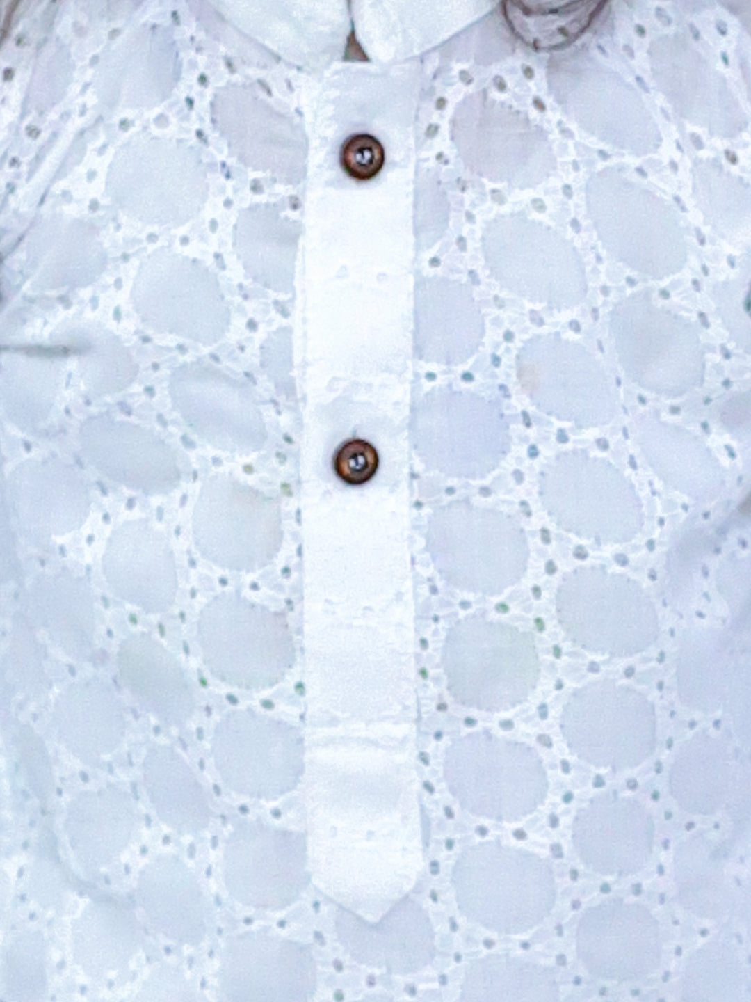 BownBee Chikan Full Sleeve Cotton Kurta with Pajama for Boys- White