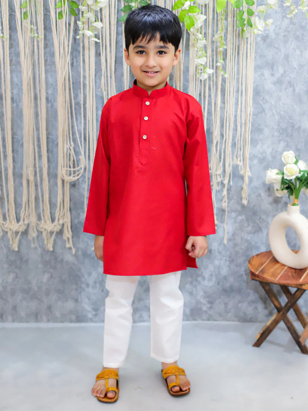 BownBee Jacquard Jacket with Full Sleeve Cotton Kurta Pajama for Boys