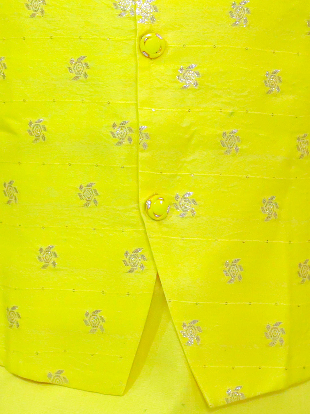 BownBee Sibling Set Jacquard Jacket with Full Sleeve Cotton Kurta Pajama for Boys and Pure Chanderi 3/4th Sleeve Top with Lehenga & Dupatta- Yellow
