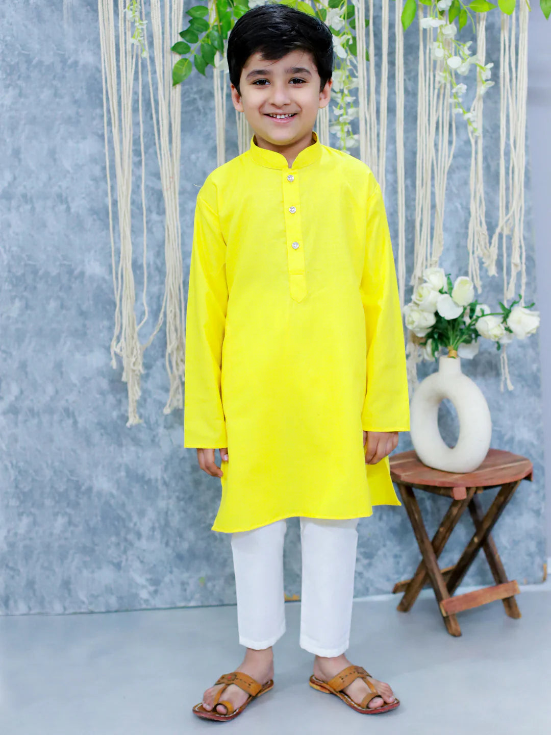 BownBee Jacquard Jacket with Full Sleeve Cotton Kurta Pajama for Boys