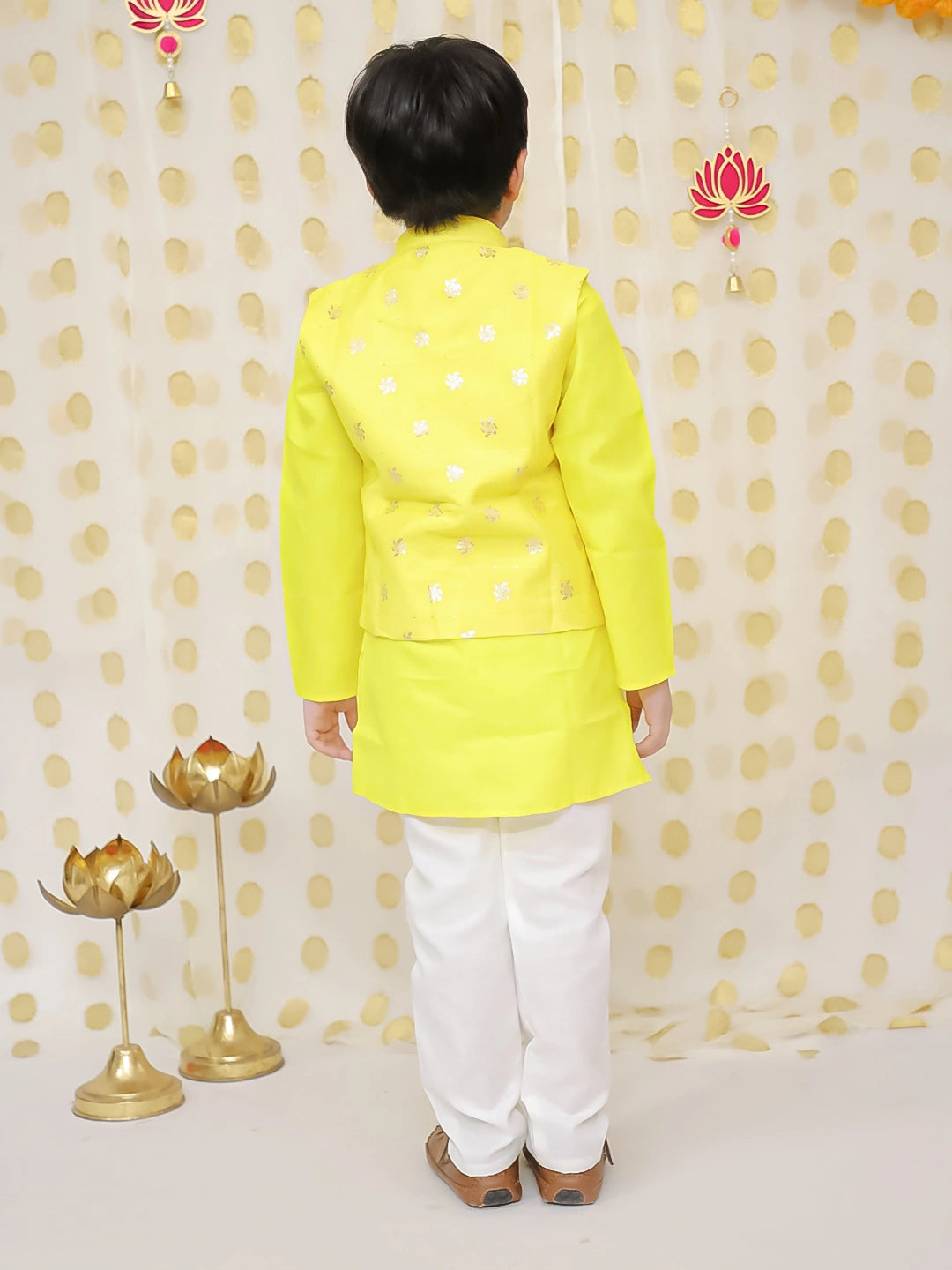 BownBee Jacquard Jacket with Full Sleeve Cotton Kurta Pajama for Boys
