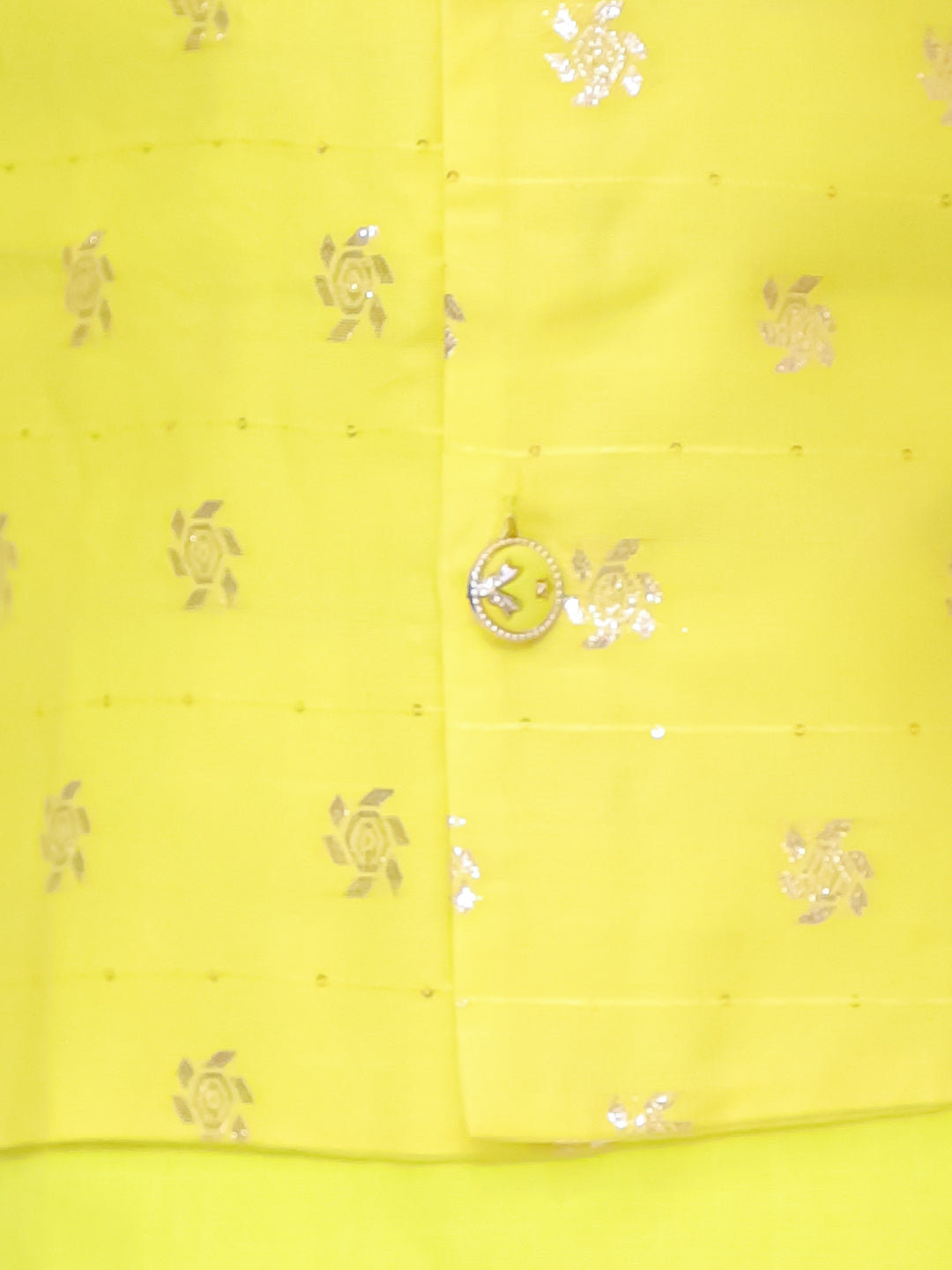 BownBee Jacquard Jacket with Full Sleeve Cotton Kurta Pajama for Boys- Yellow