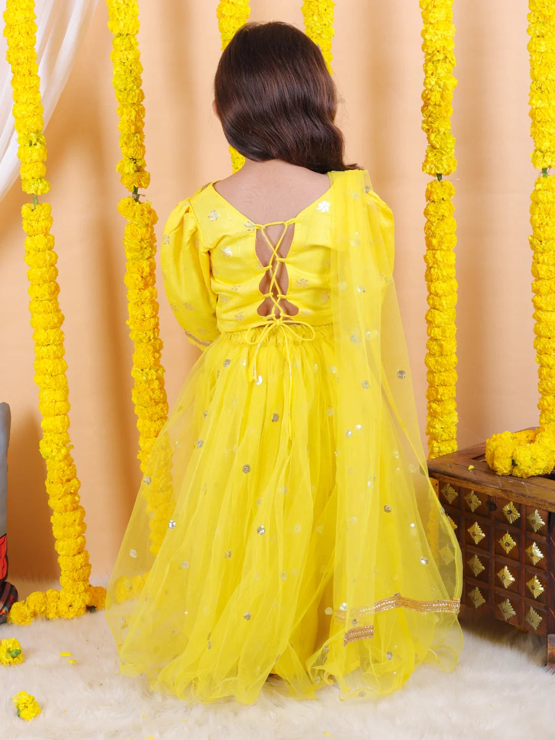 BownBee Pure Chanderi 3/4th Sleeve Top with Lehenga & Dupatta For