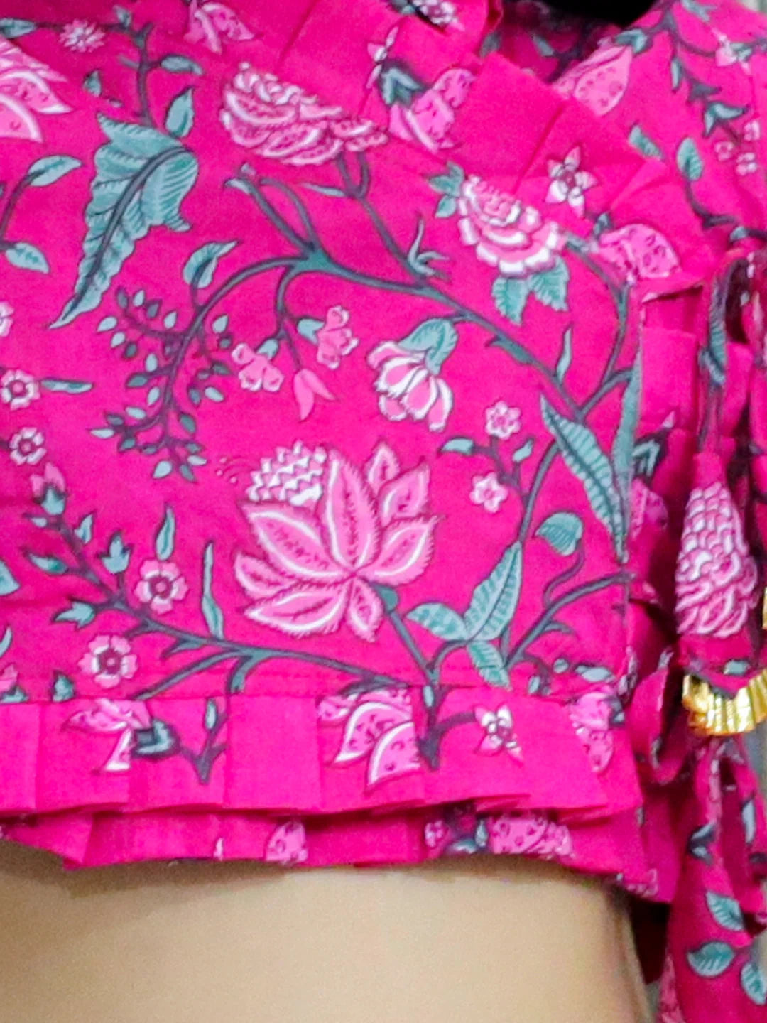 BownBee Pure Cotton Front Open Choli with Lehenga