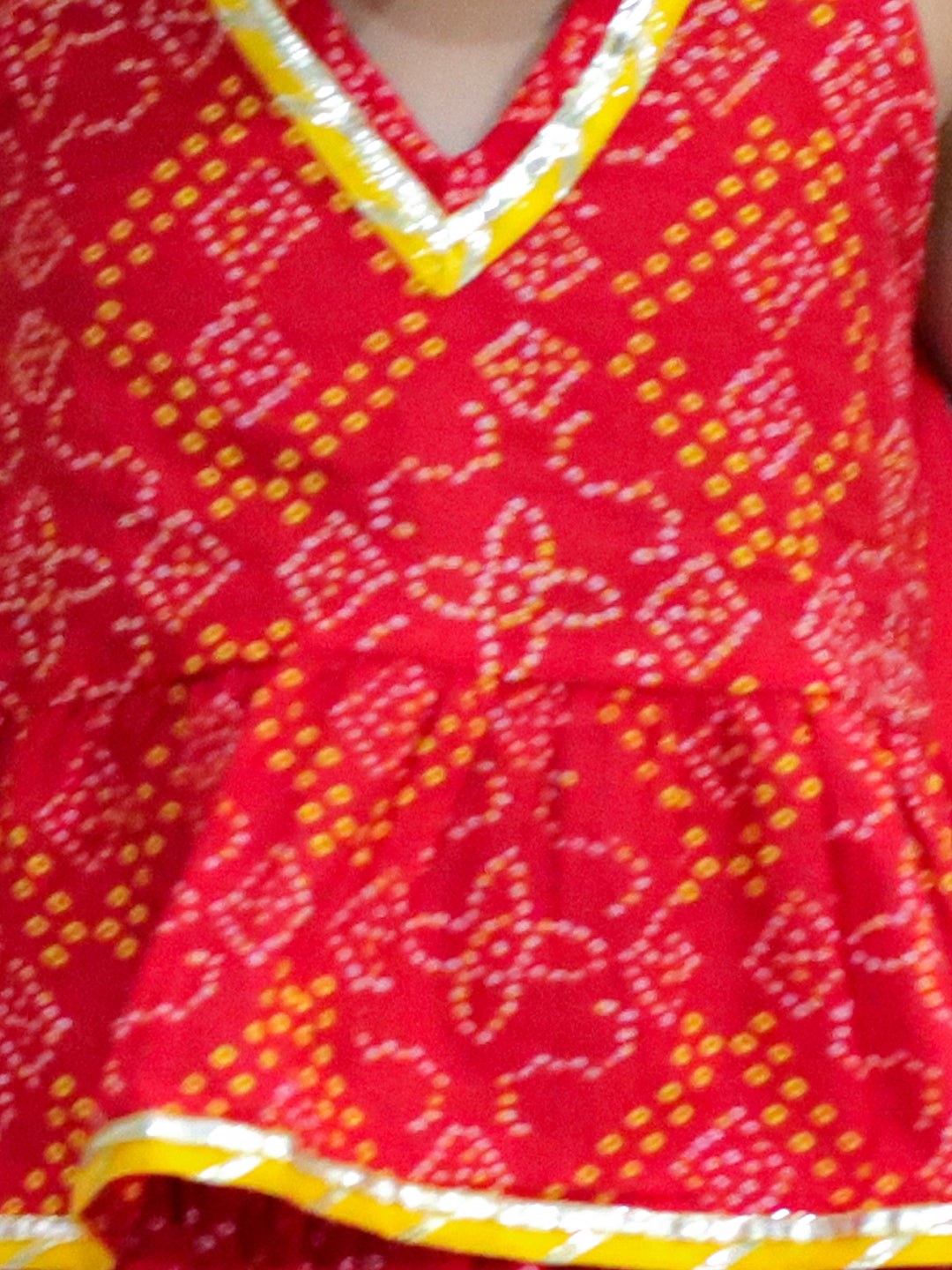 BownBee Halter Neck Pure Cotton Choli with Lehenga & Dupatta-Red