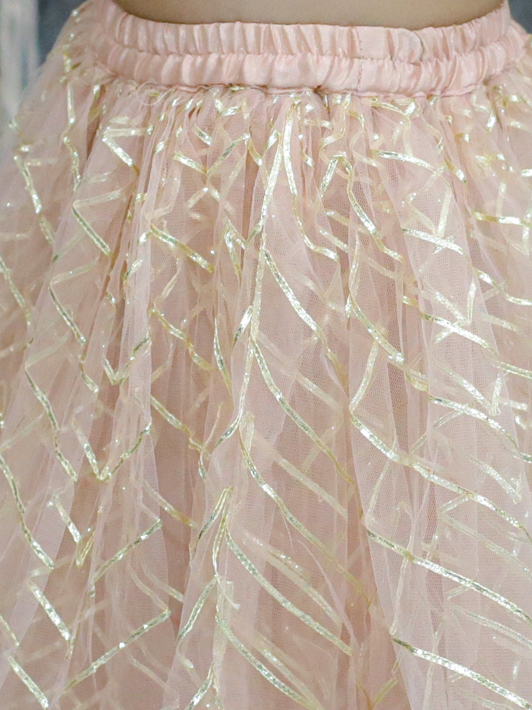 BownBee Net Choli with Heavy Net Lehenga & Dupatta for Girls- Pink