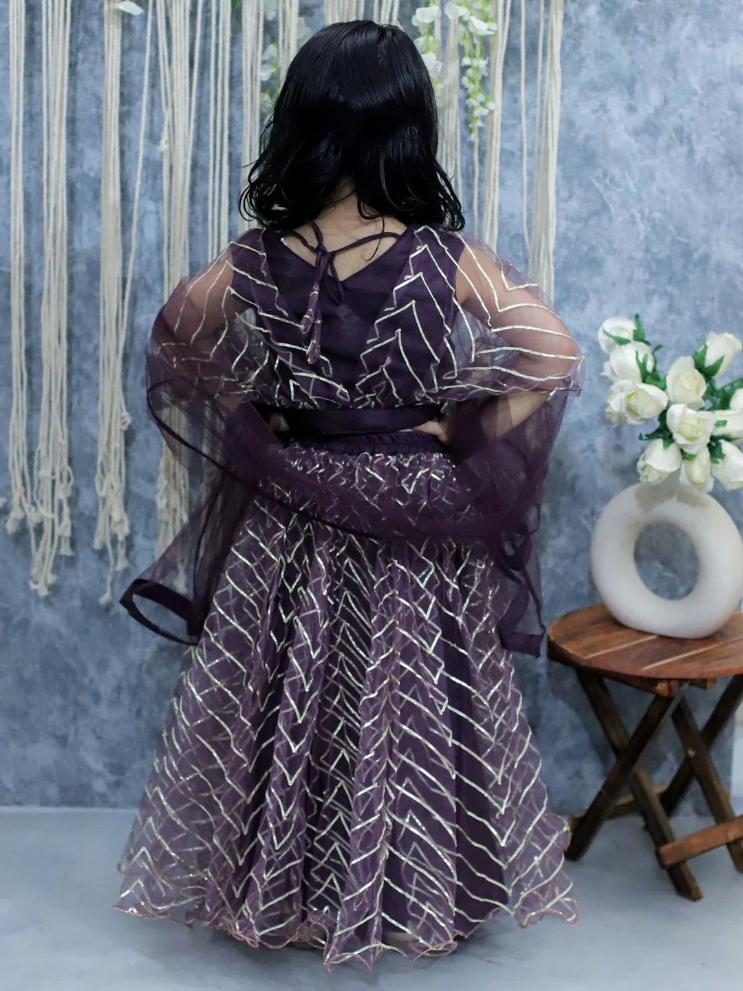 BownBee Net Choli with Heavy Net Lehenga & Dupatta for Girls