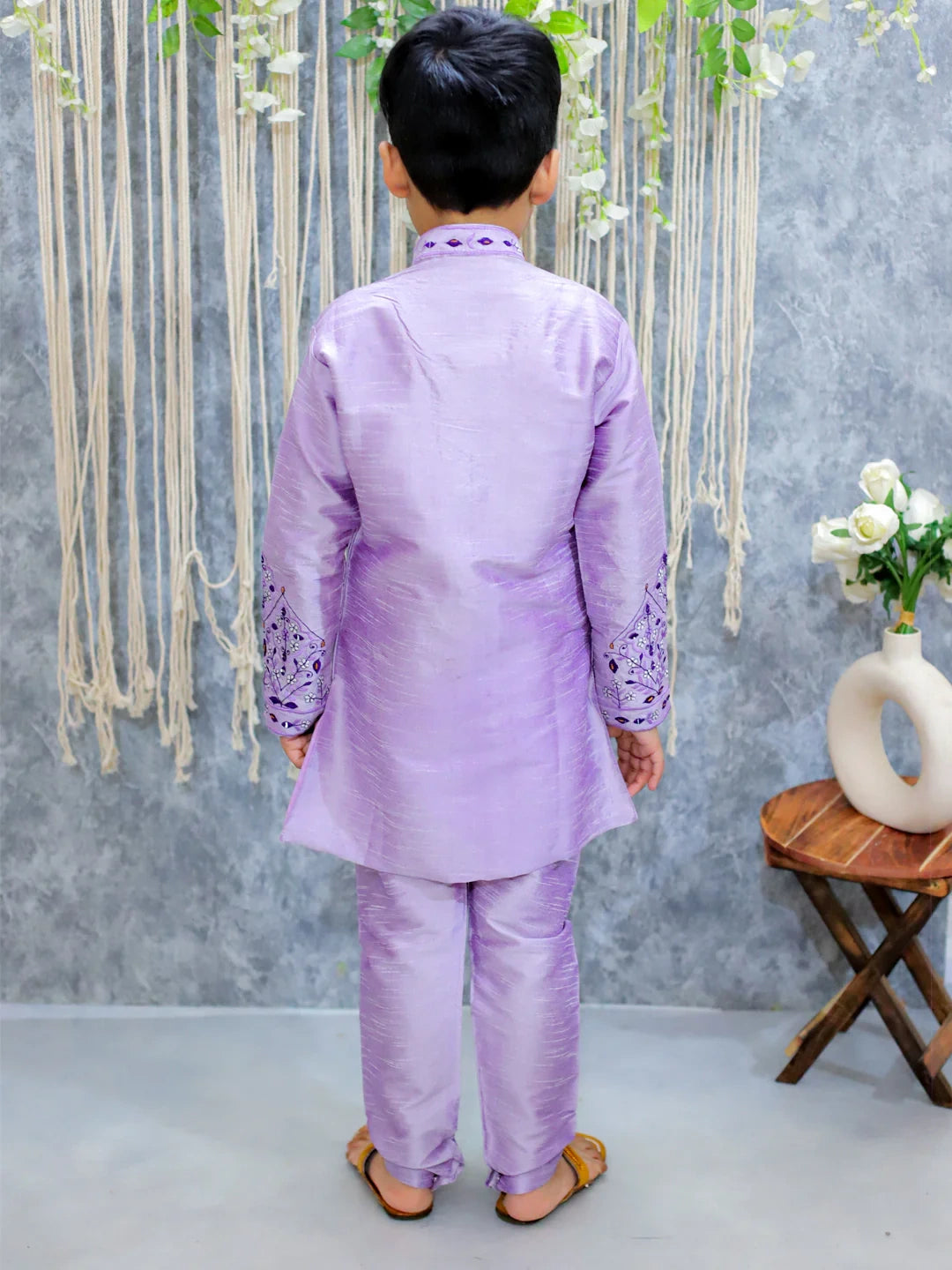 BownBee Embroidered Full Sleeve Sherwani with Pajama for Boys