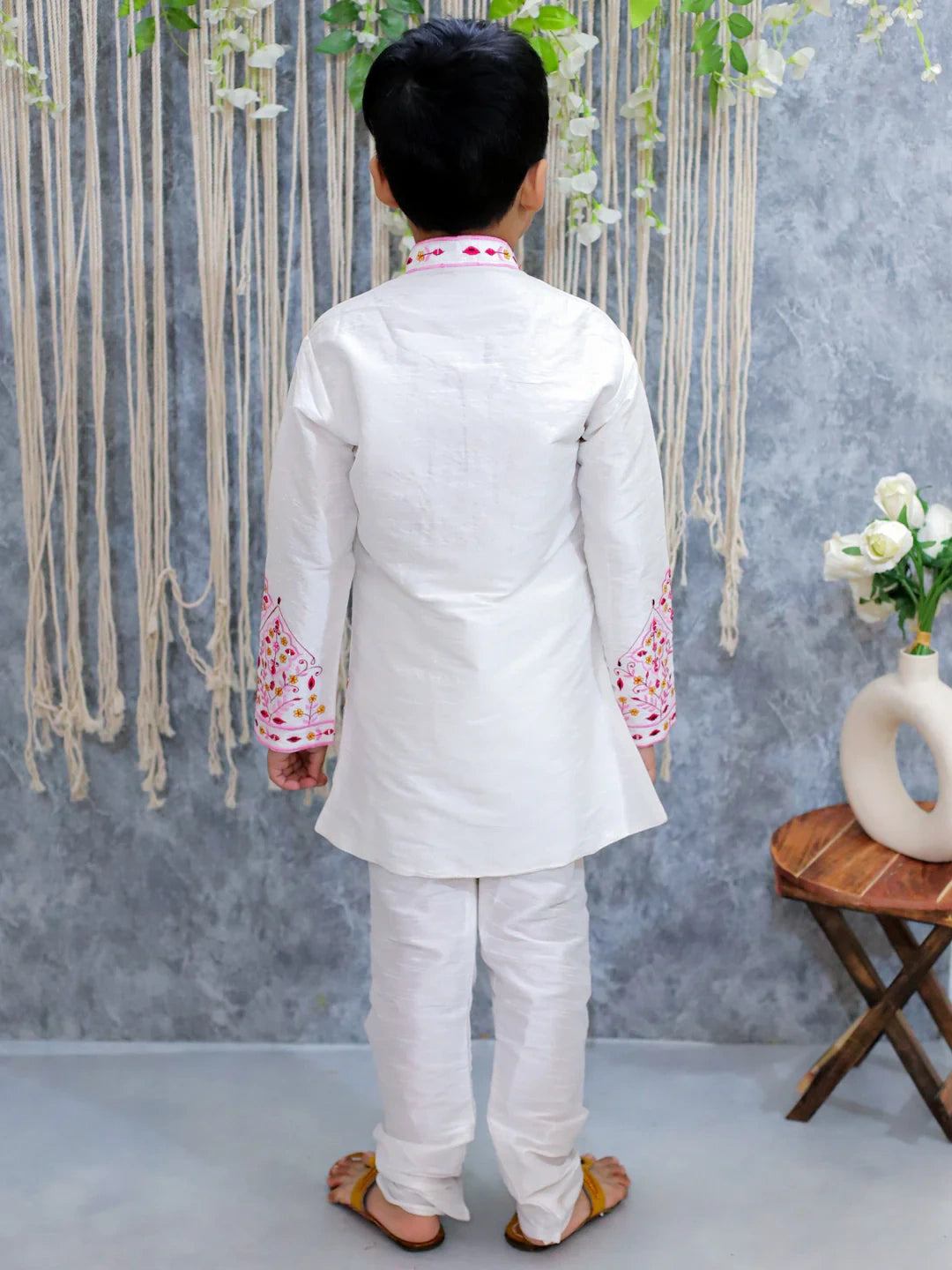 BownBee Embroidered Full Sleeve Sherwani with Pajama for Boys