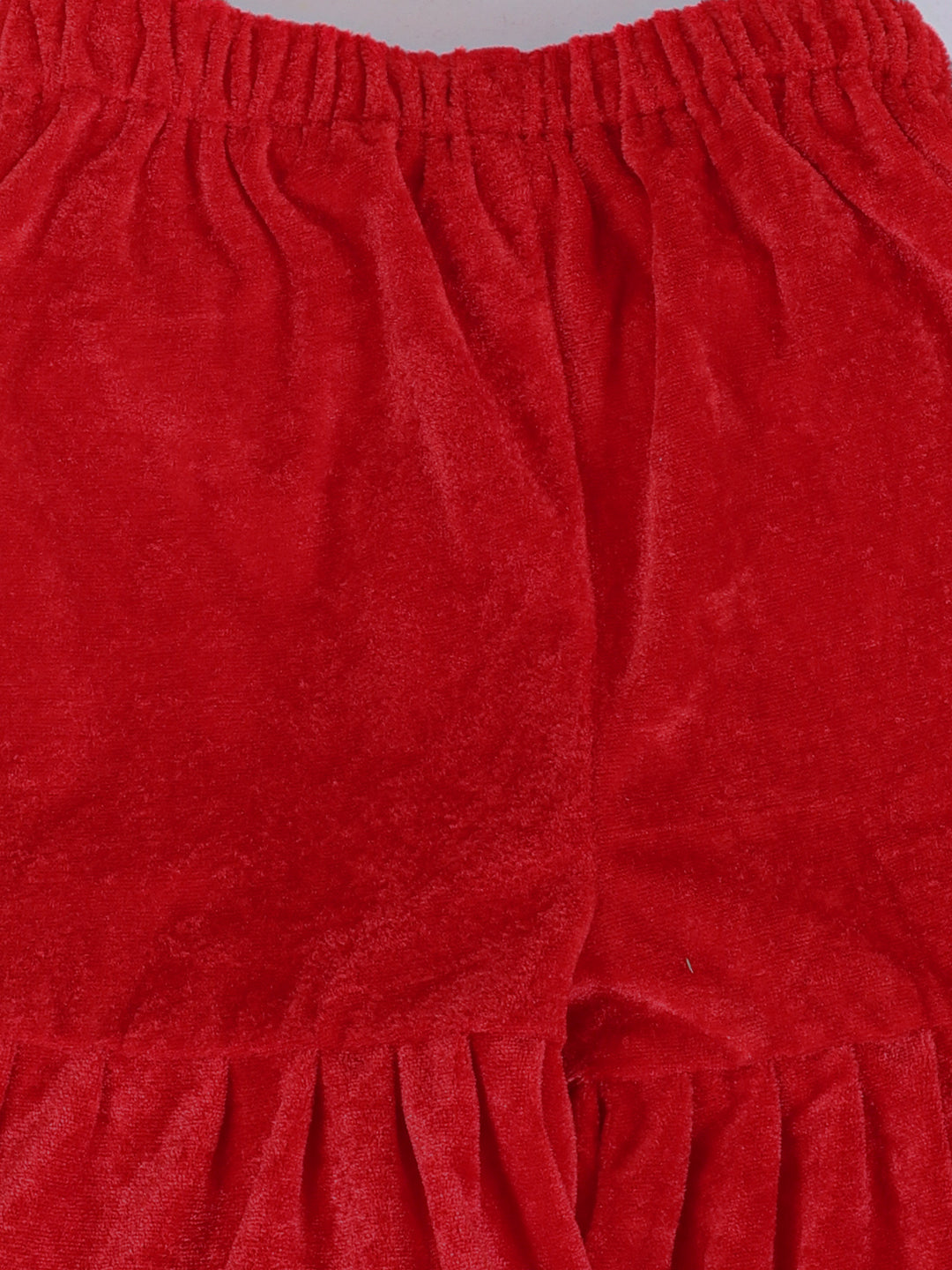 BownBee Velvet  Patti Lace Work Anarkali Kurta with Sharara and Dupatta Set- Red