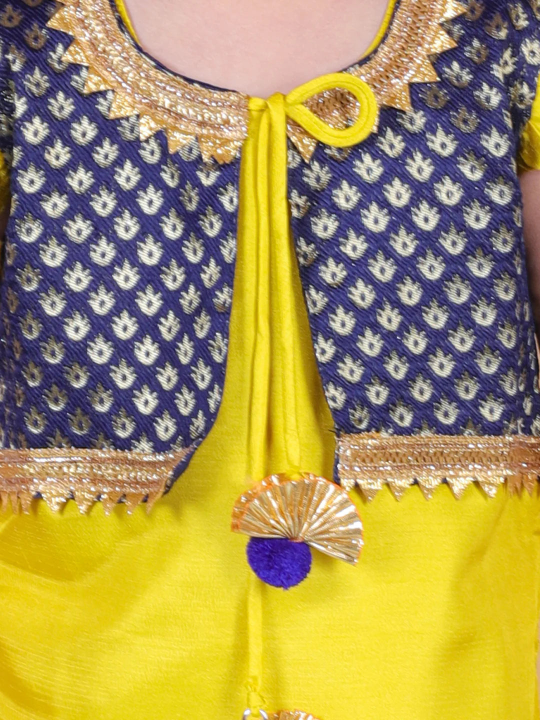BownBee Girls Jacquard attached Jacket Silk Kurti Salwar Suit