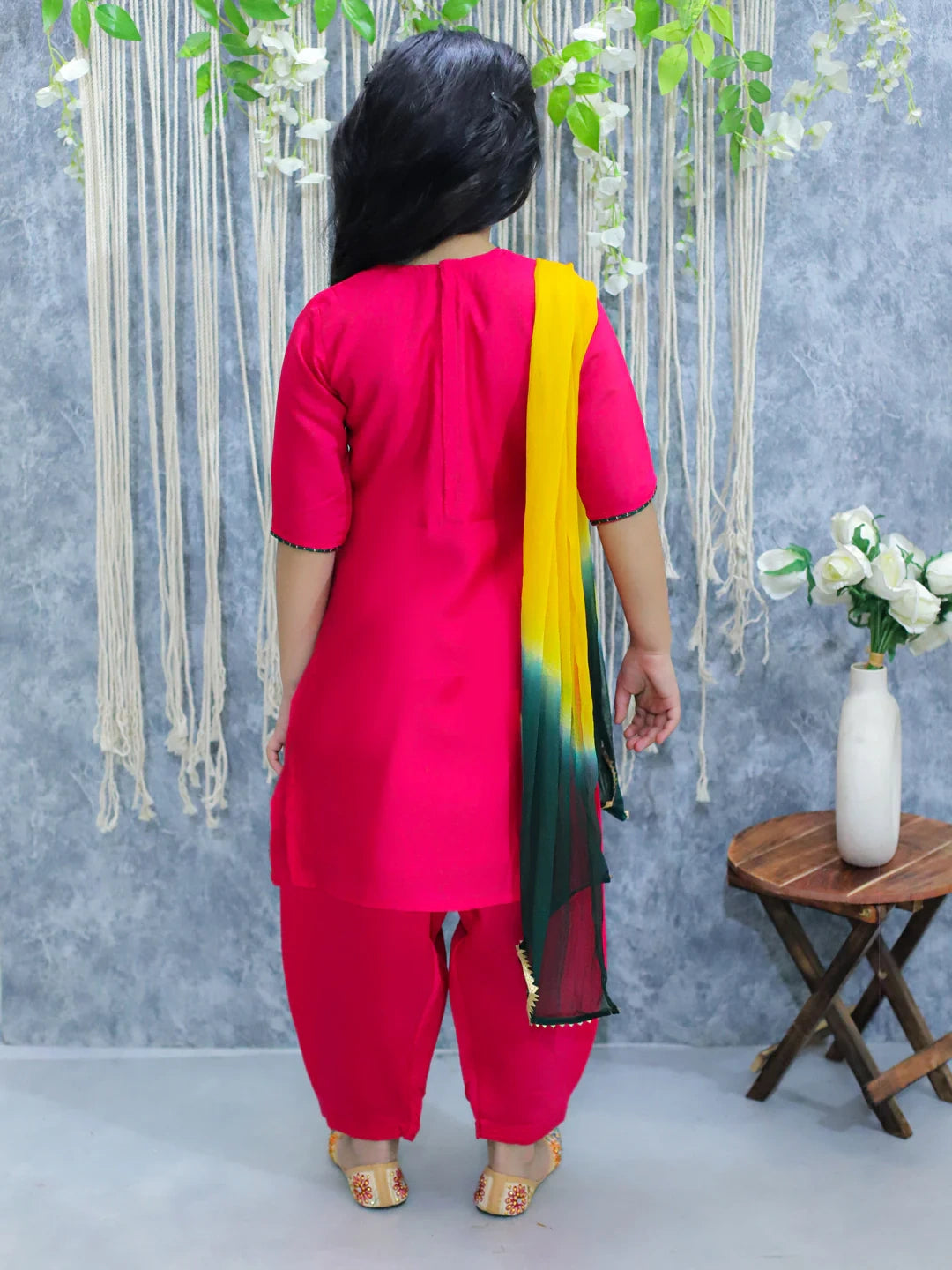 BownBee Embroidered Kurti with Salwar and Dupatta for Girls