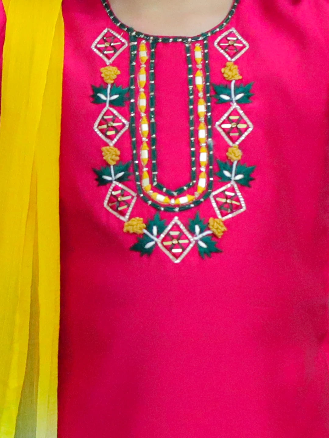 BownBee Embroidered Kurti with Salwar and Dupatta for Girls