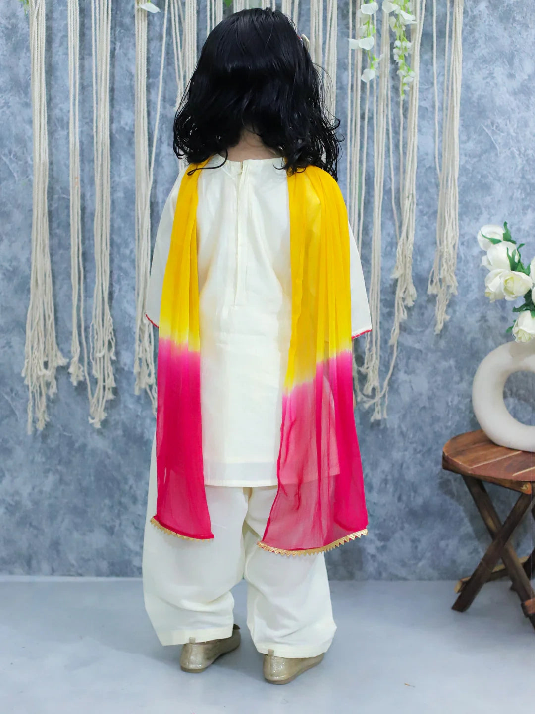 BownBee Embroidered Kurti with Salwar and Dupatta for Girls
