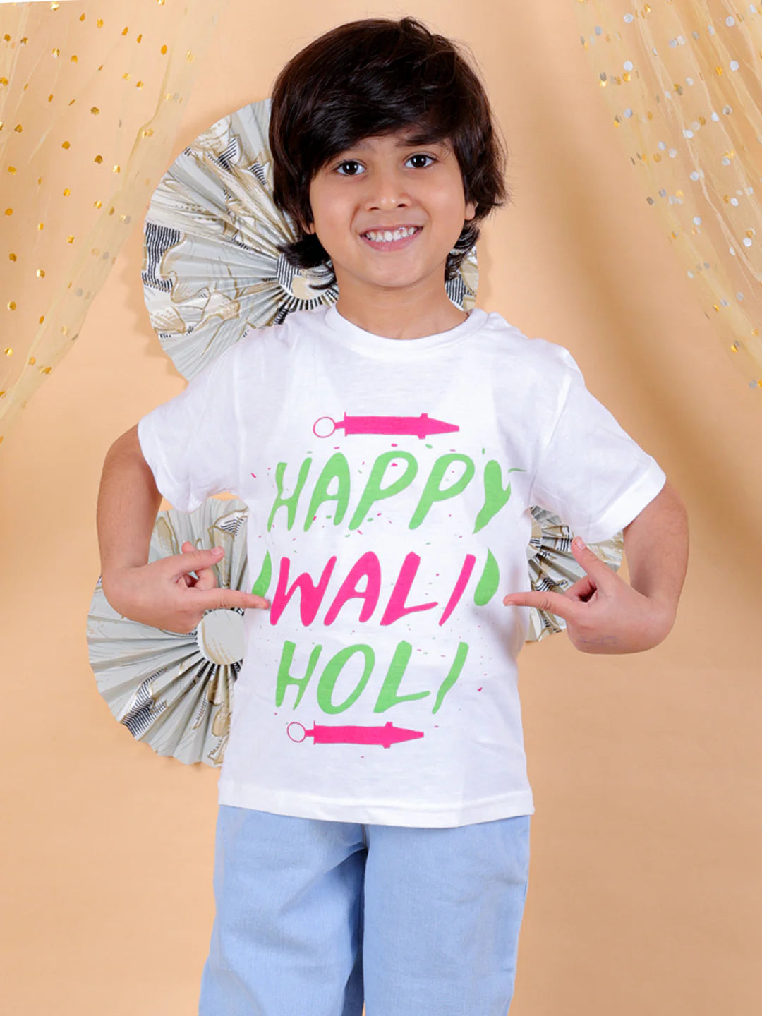 BownBee Unisex Holi Half Sleeve Round Neck Printed T