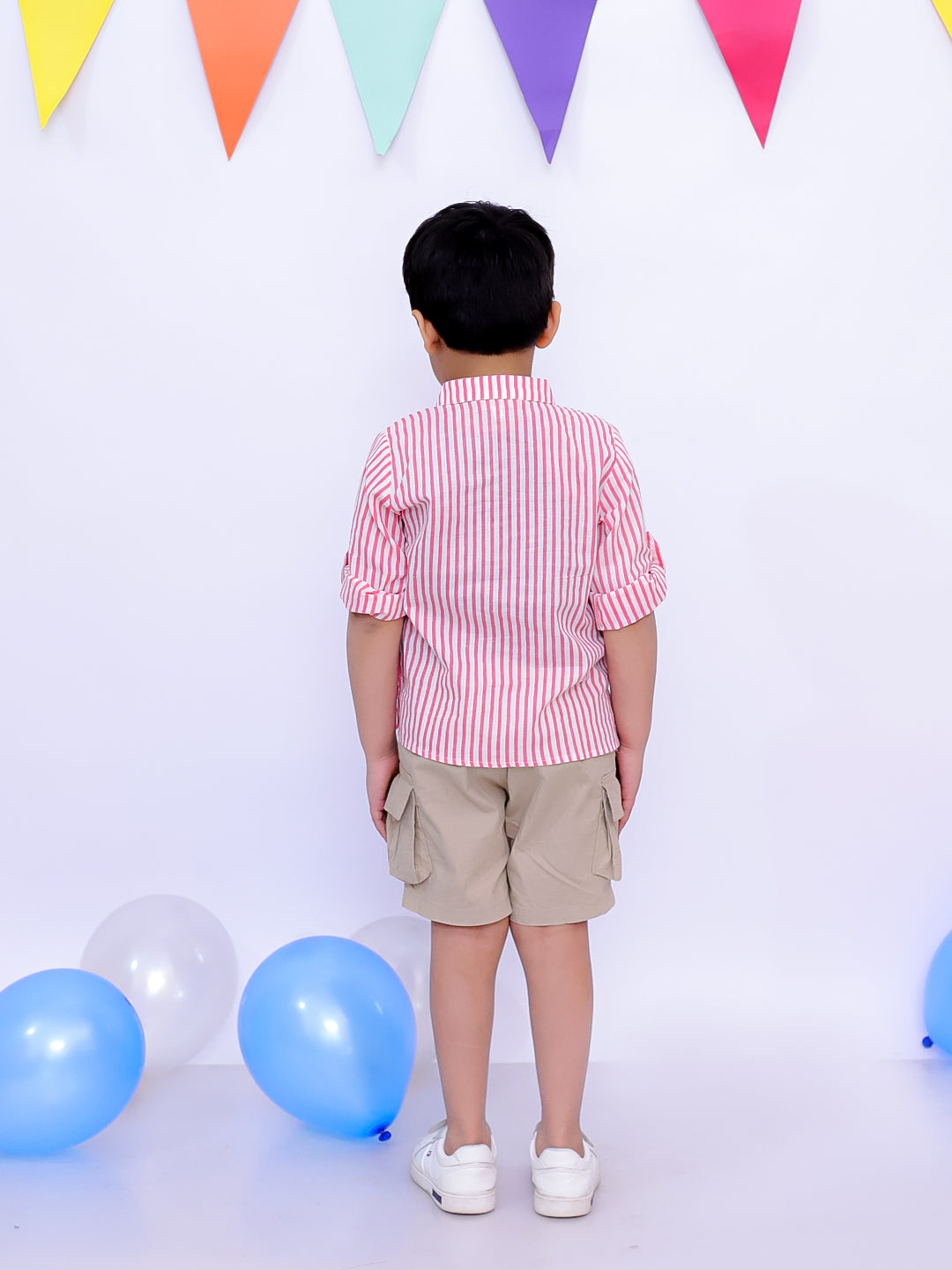 BownBee Summer Polka Dots Short Kurta & Skirt Top Sibling Set - Pink